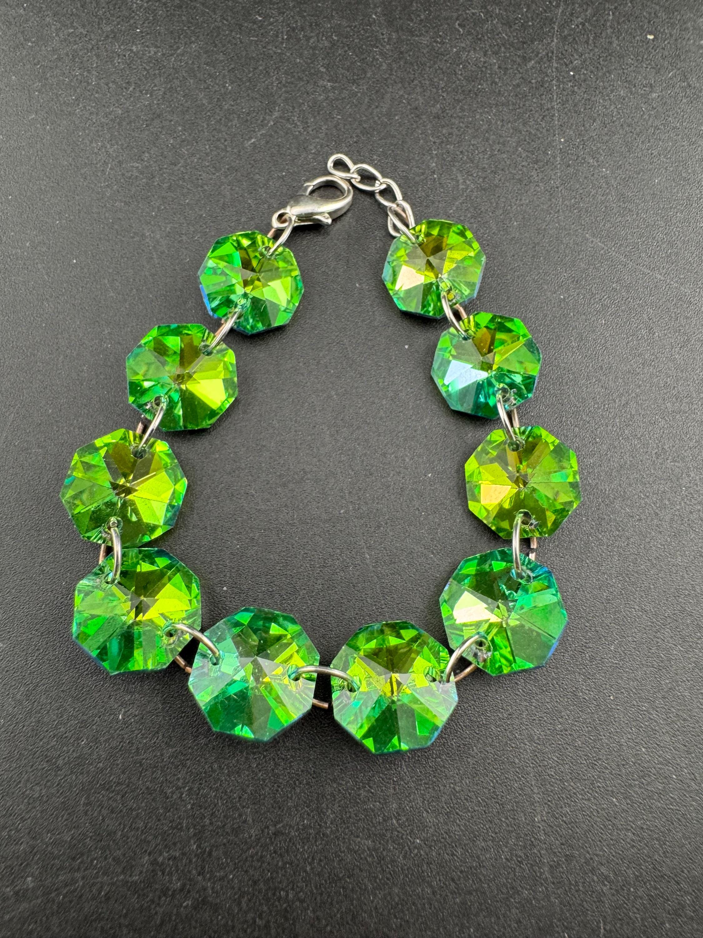 Retro Bright lime green Rivoli Crystal diamanté tennis bracelet