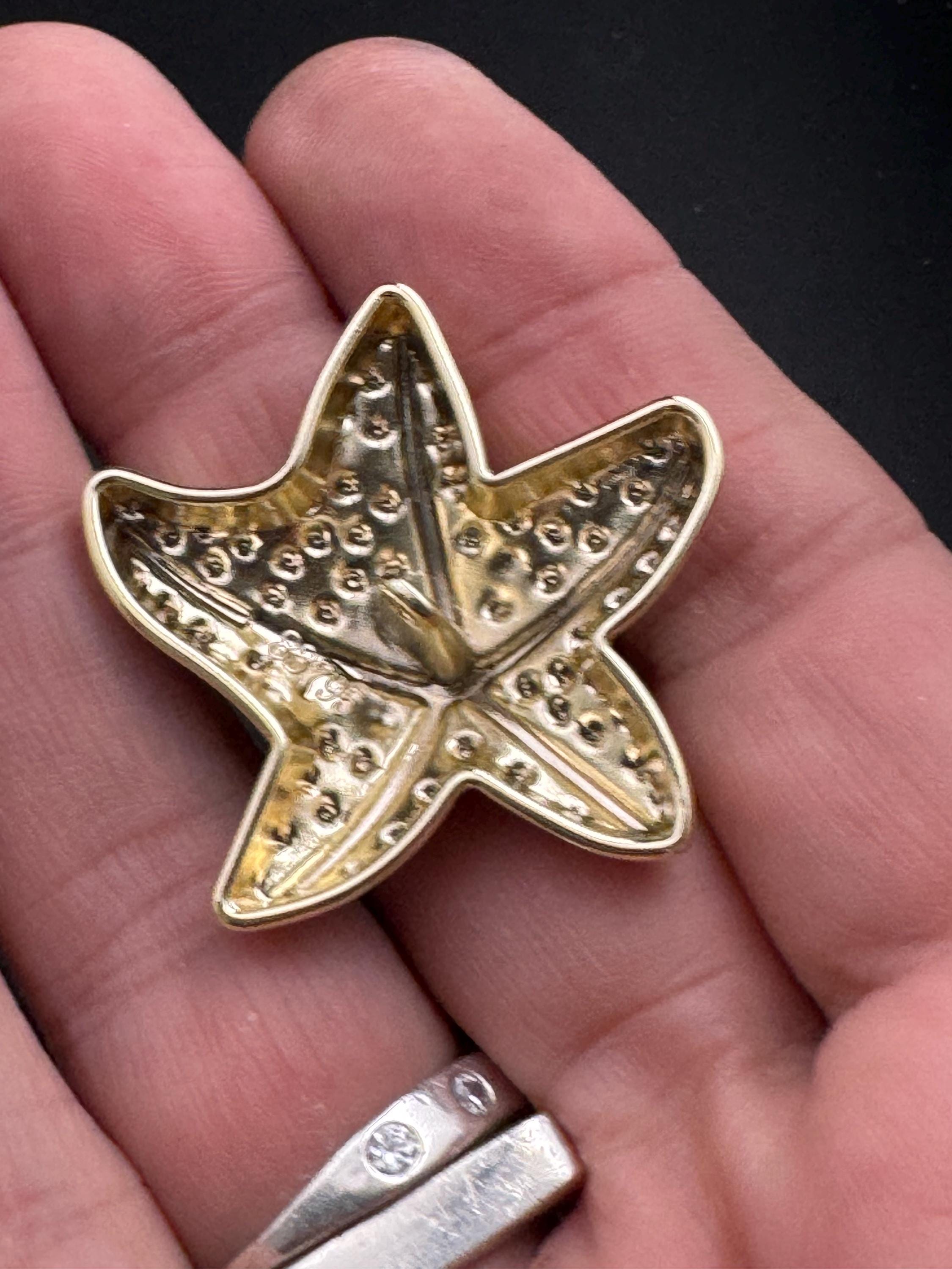 large gold starfish button, 1 piece 38mm nautical range