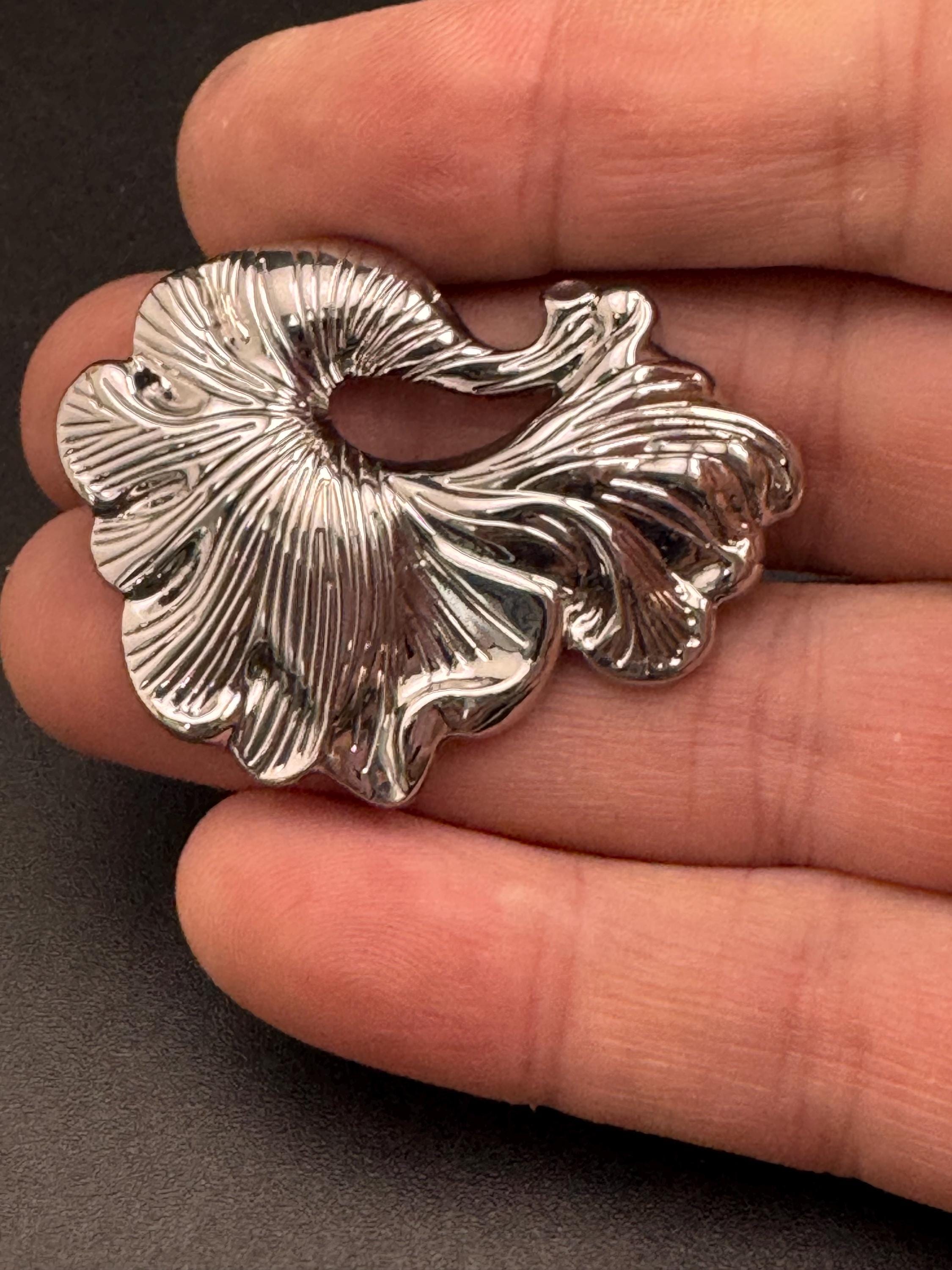 XL Silver Coat Button: 45mm double Shank, one piece