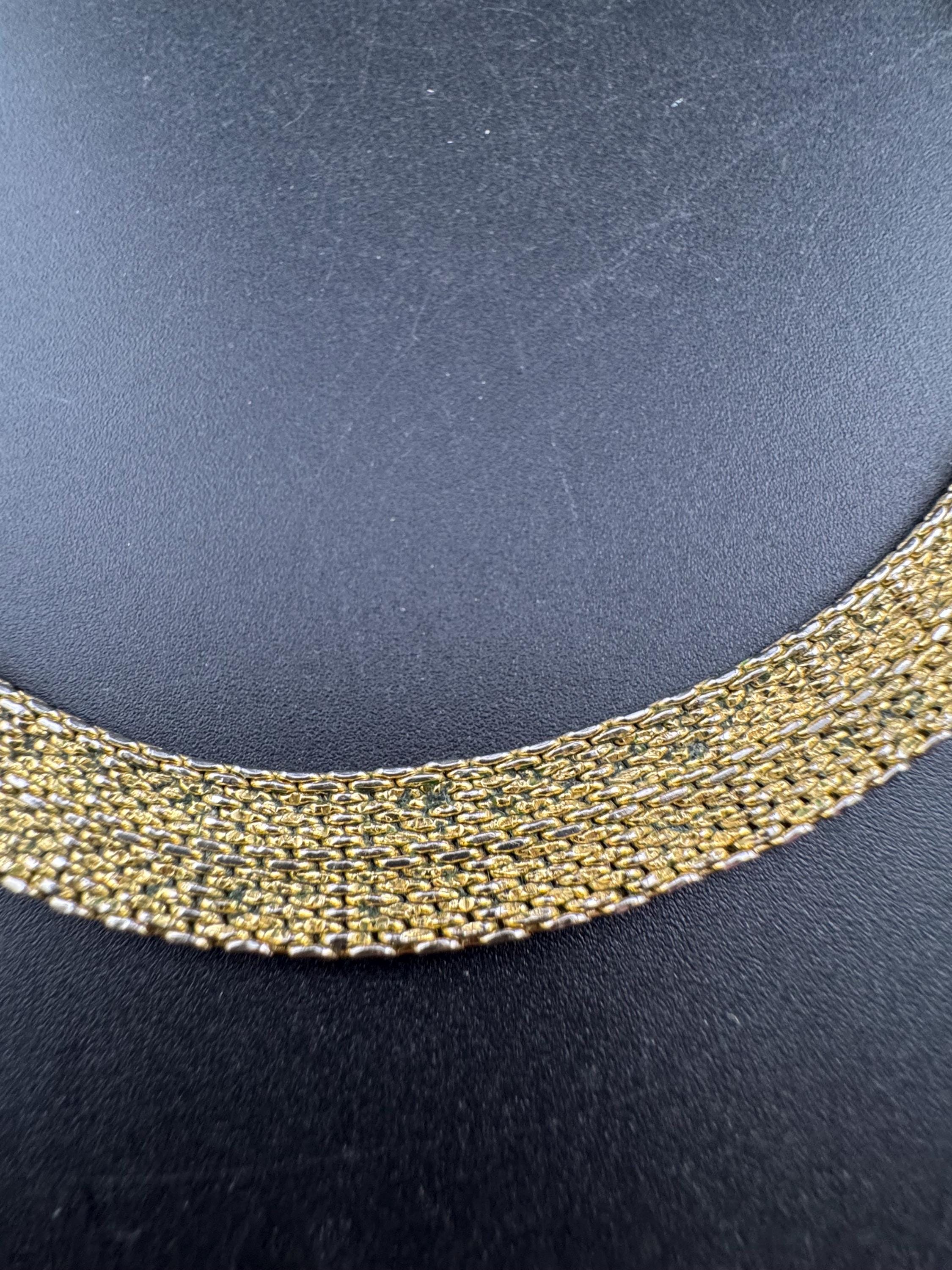1968 GROSSE gold tone mesh choker, signed necklace 42cm with wear