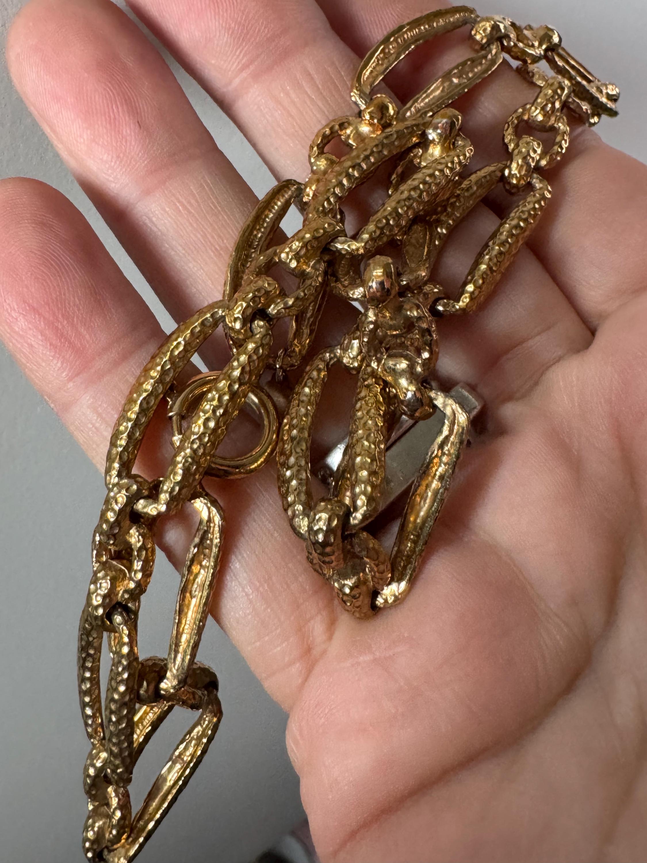 Signed CIRO antique gold tone collar chain necklace