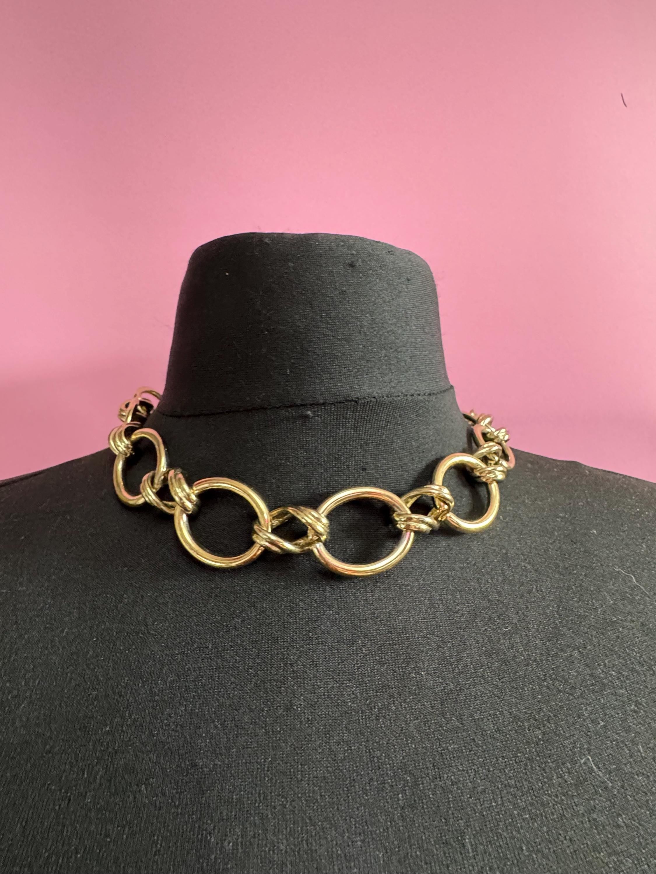 Signed BR chunky gold plated curb choker necklace , banana republic