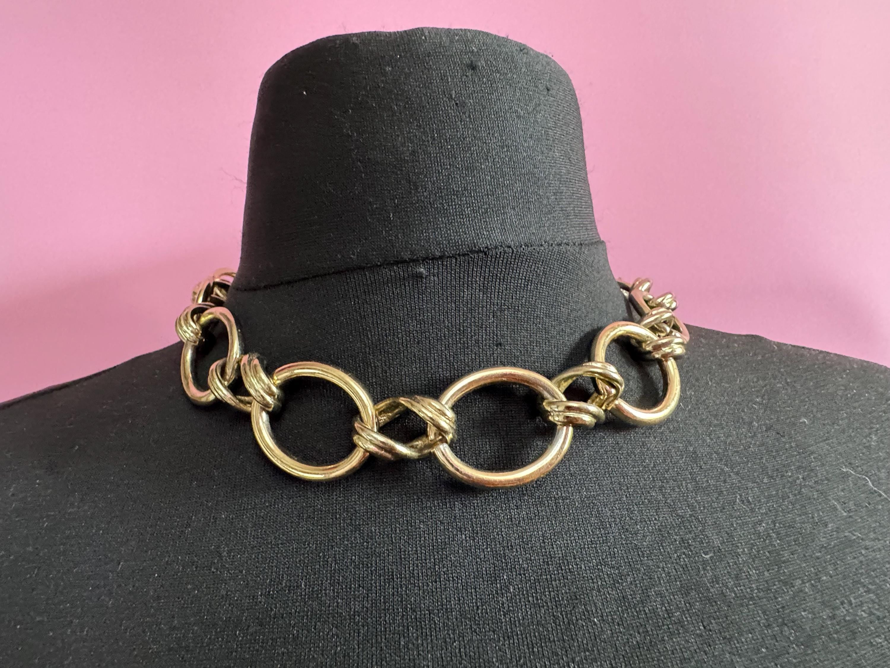 Signed BR chunky gold plated curb choker necklace , banana republic