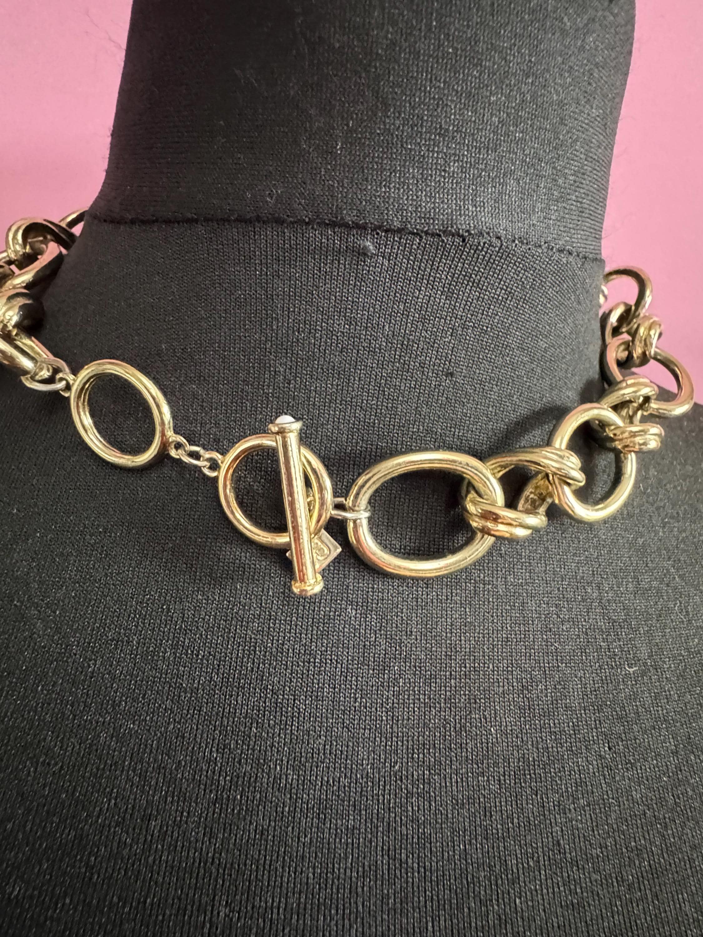 Signed BR chunky gold plated curb choker necklace , banana republic