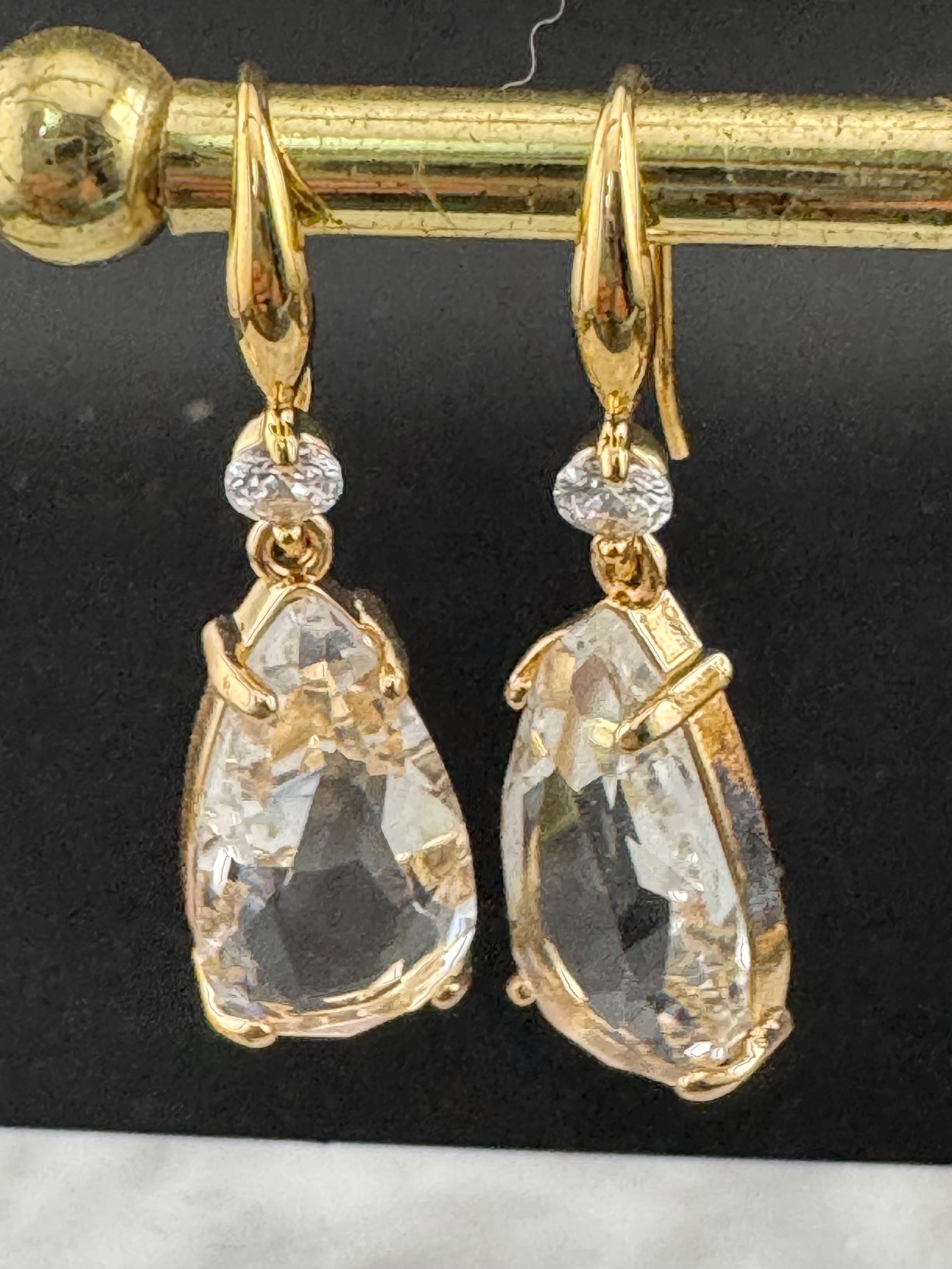 crystal clear diamanté teardrop earrings, 18k gold plated