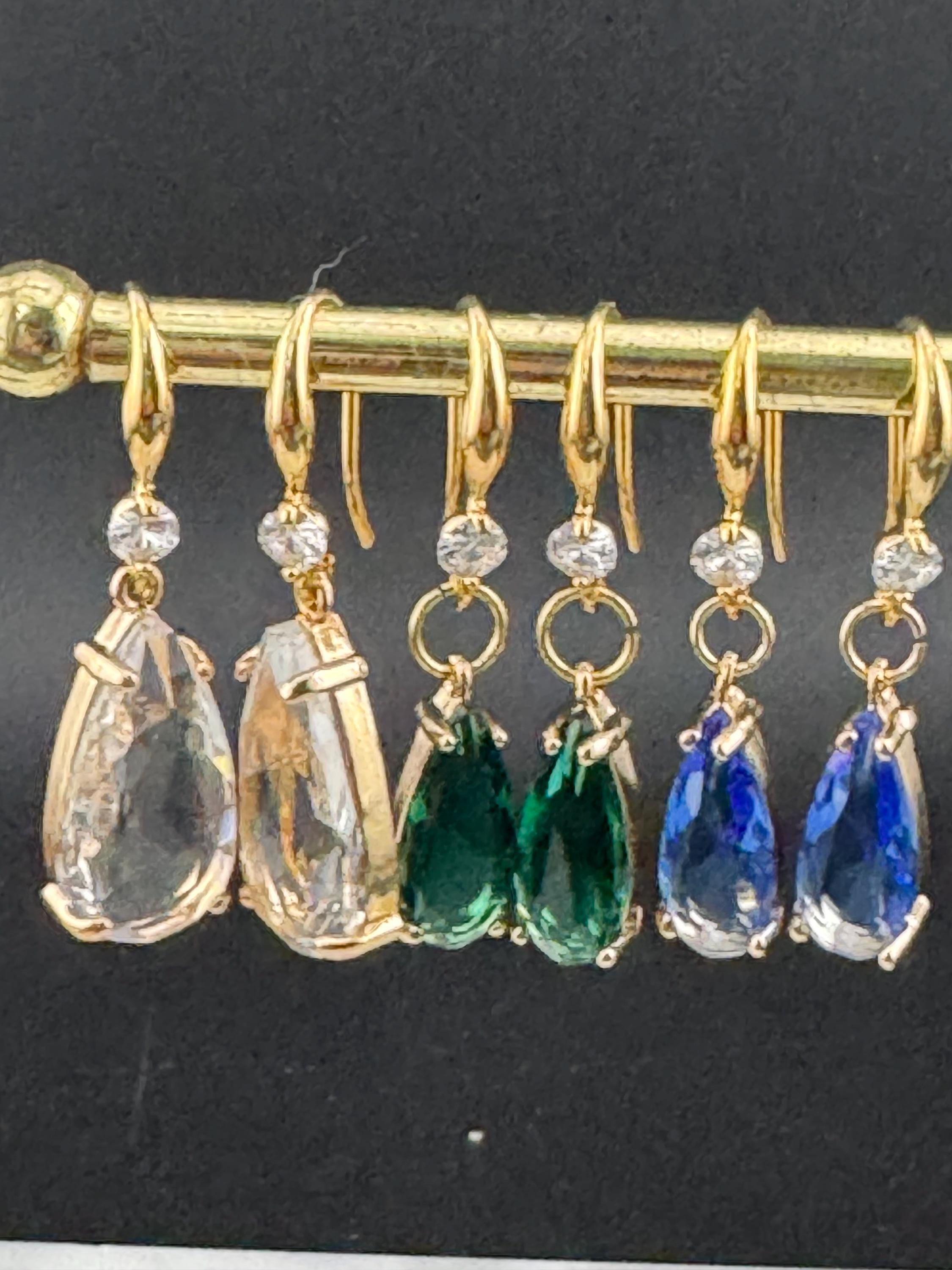 crystal clear diamanté teardrop earrings, 18k gold plated