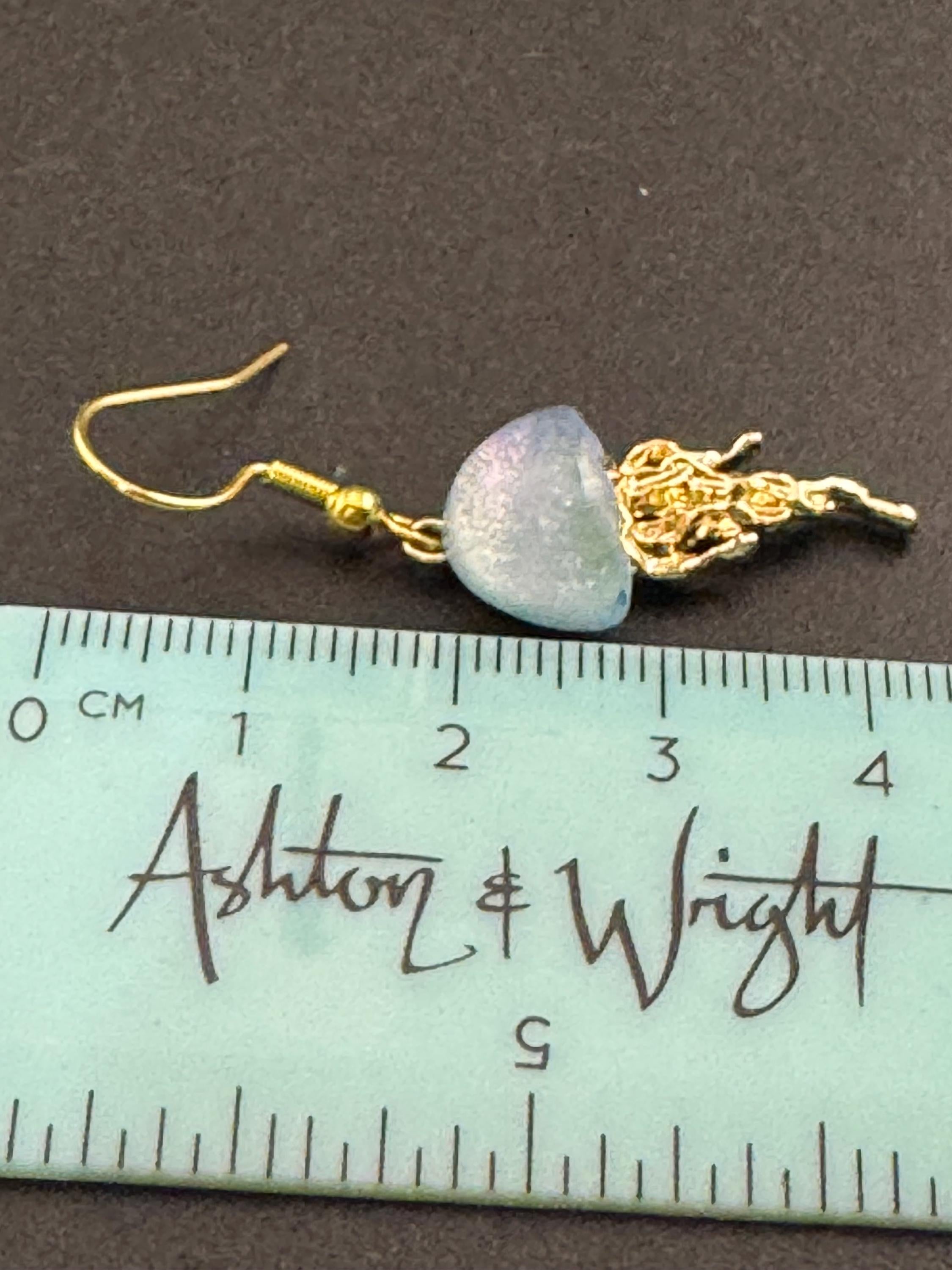 Nautical jellyfish dangly earrings, marine gold tone drops