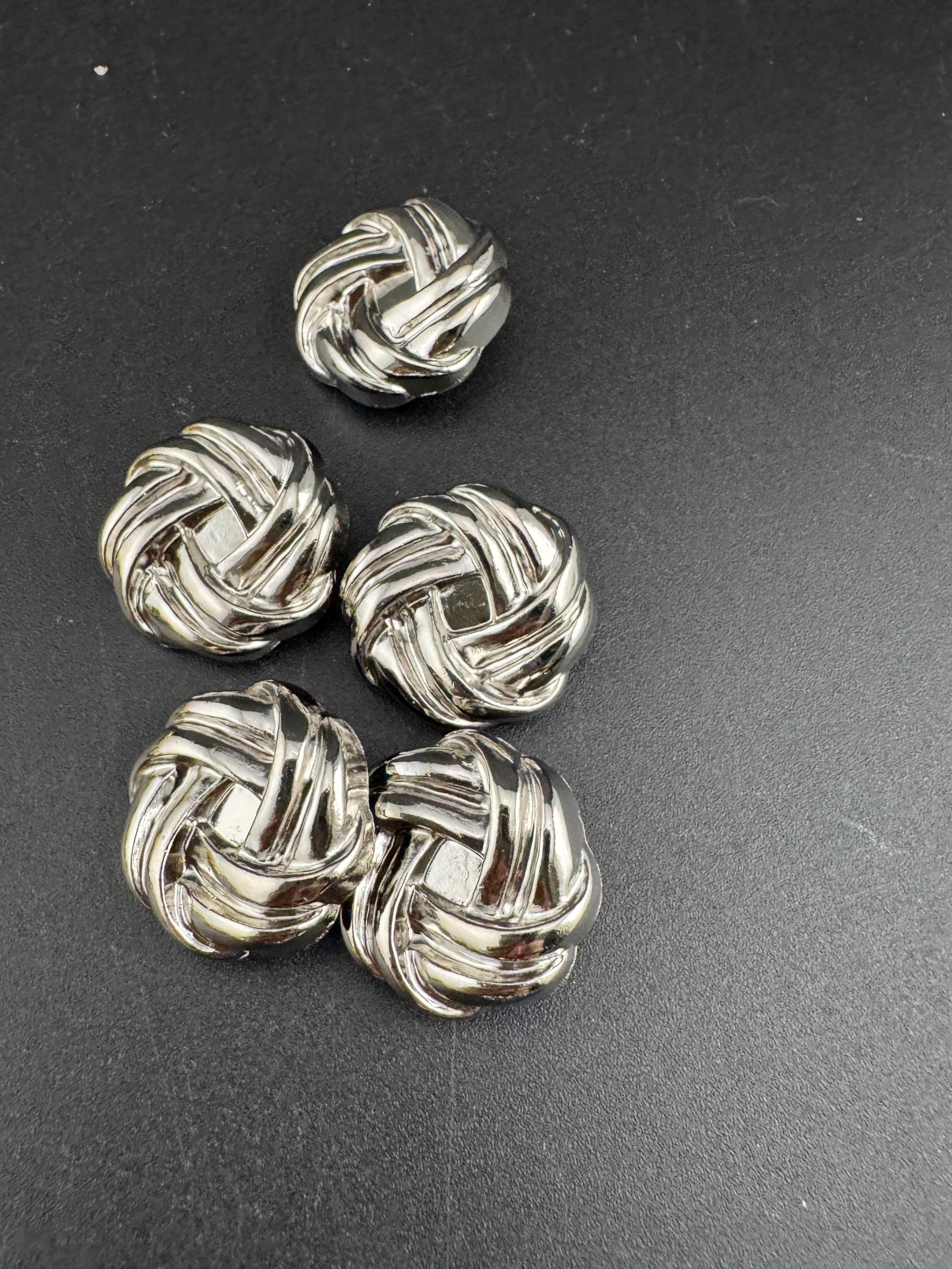 23mm silver knot buttons ( set of 5), metal shank