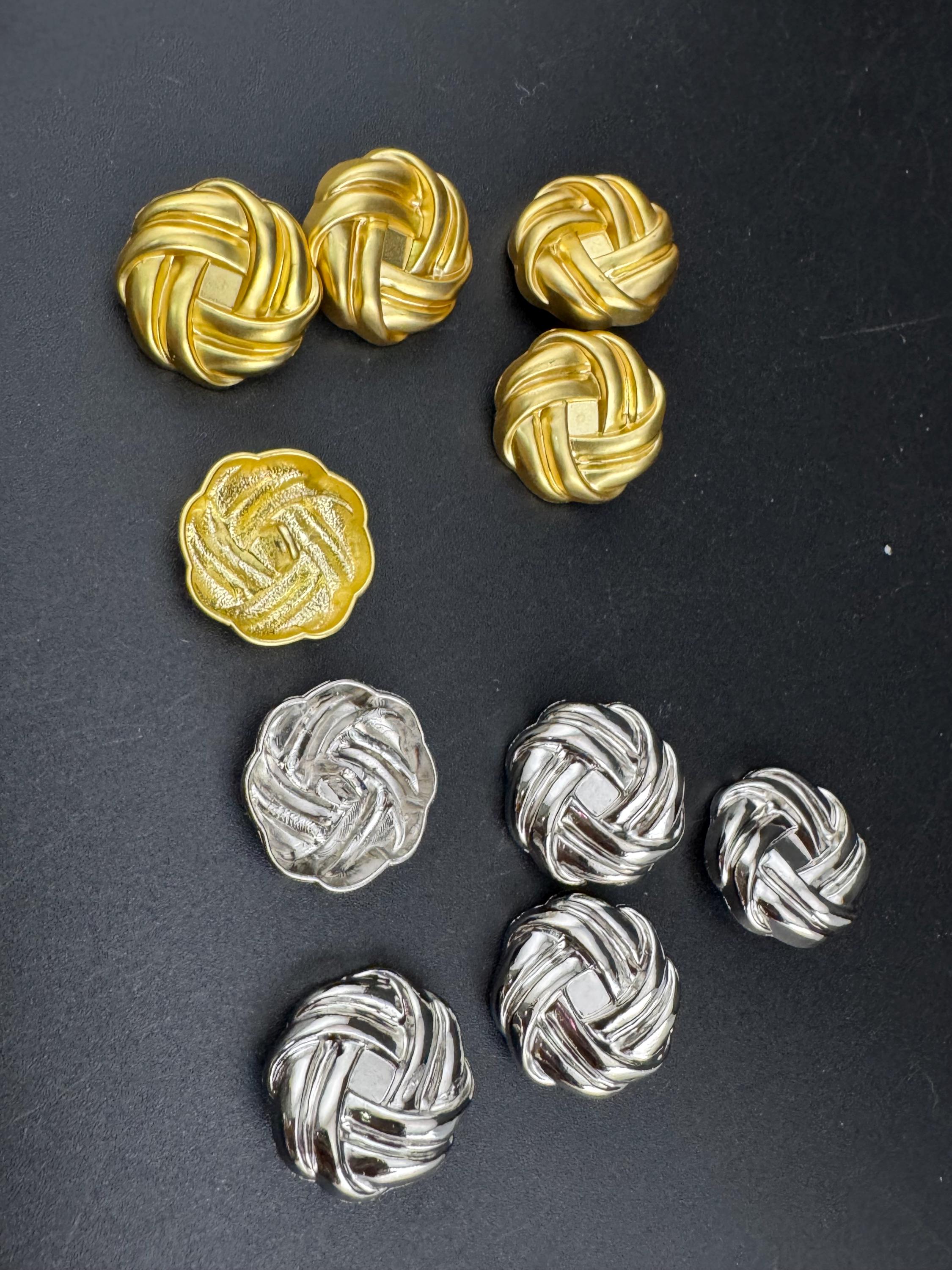 23mm silver knot buttons ( set of 5), metal shank