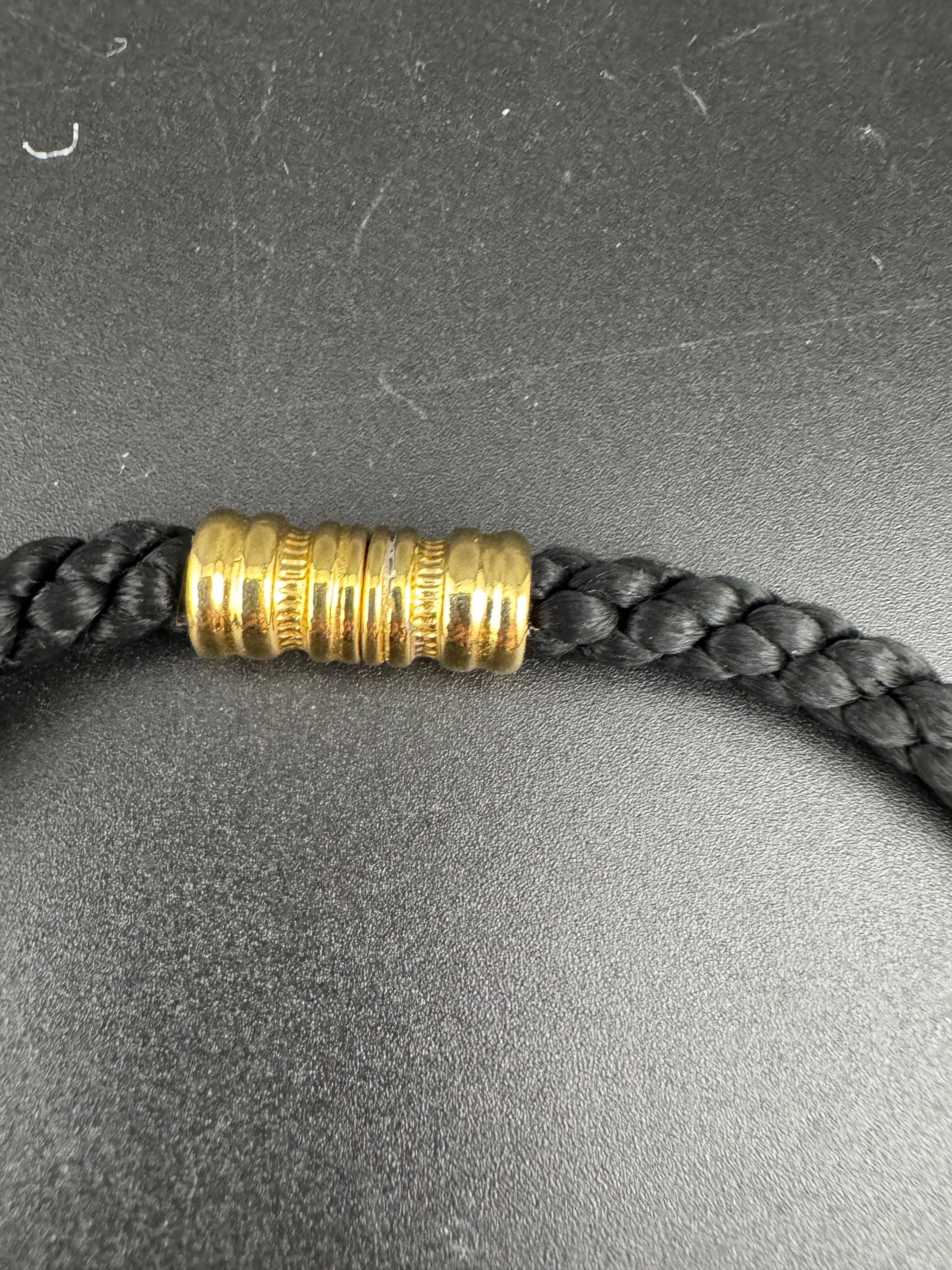 Signed BG black rope diamanté Choker necklace, magnetic clasp gold tone by Bergdorf Goodman
