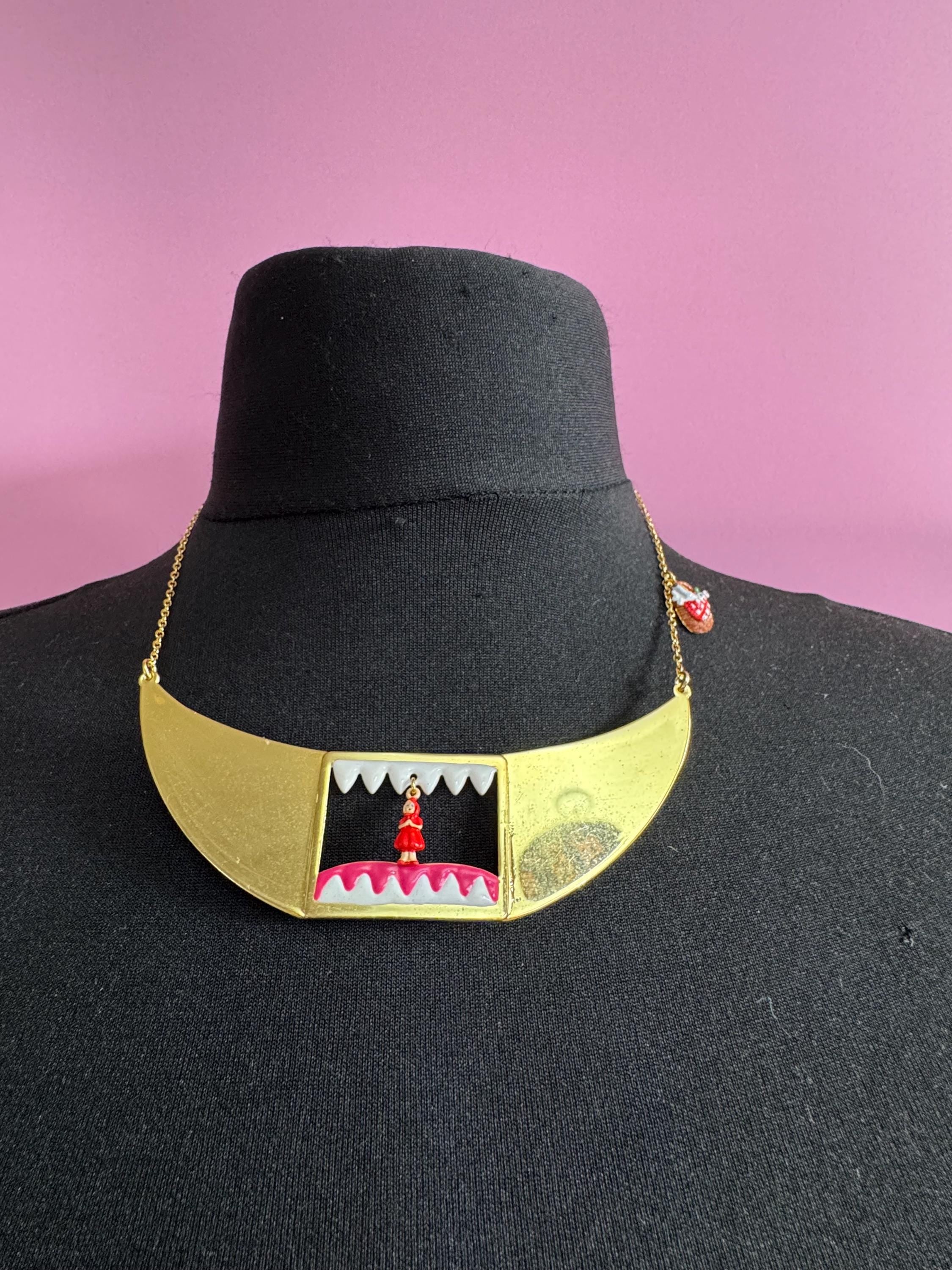 Les Nereides shark mouth novelty gold choker necklace , French designer
