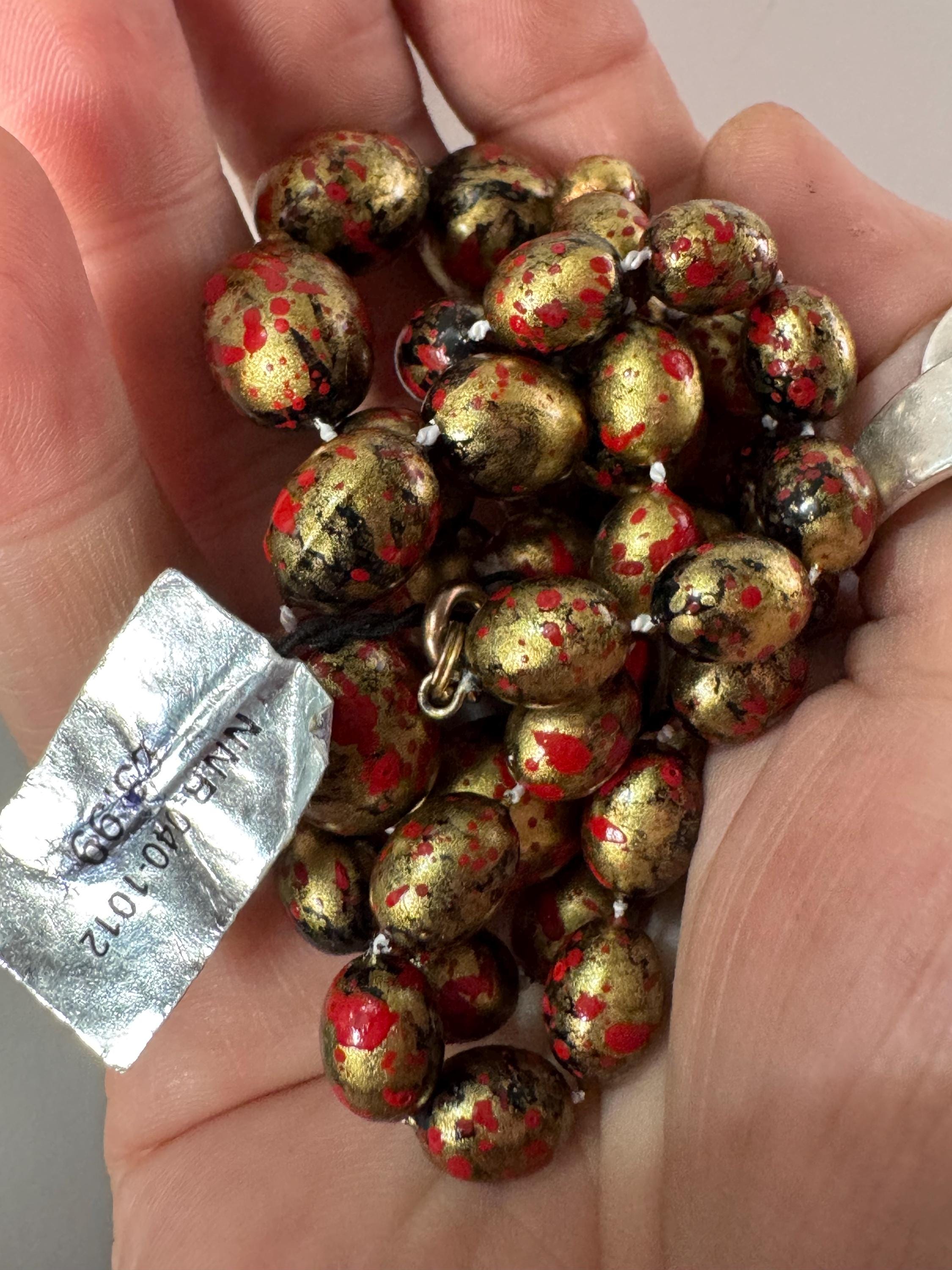 vintage Rochelle black and gold beaded long necklace