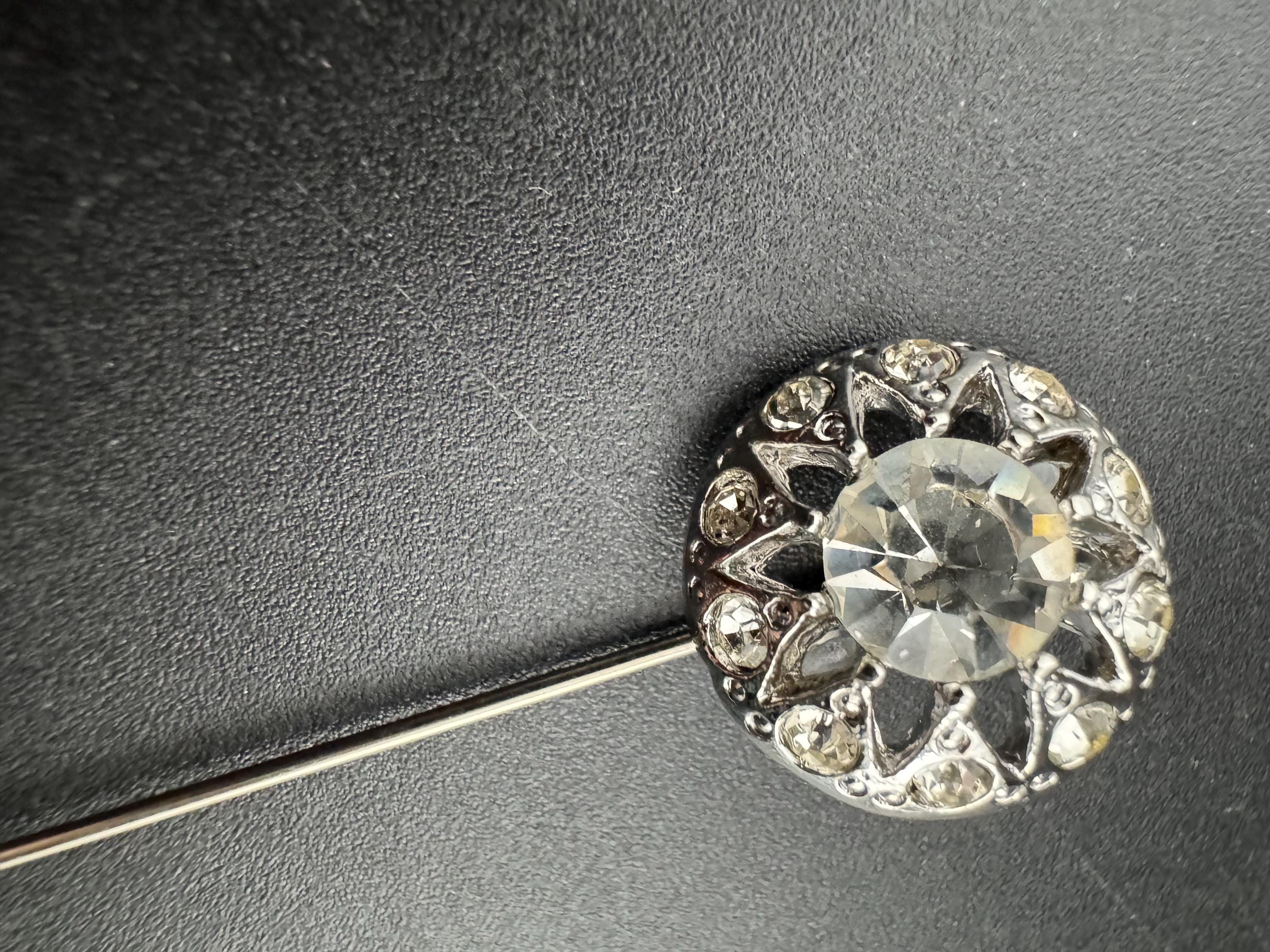 Ladies clear Swarovski crystal stick pin , silver tone