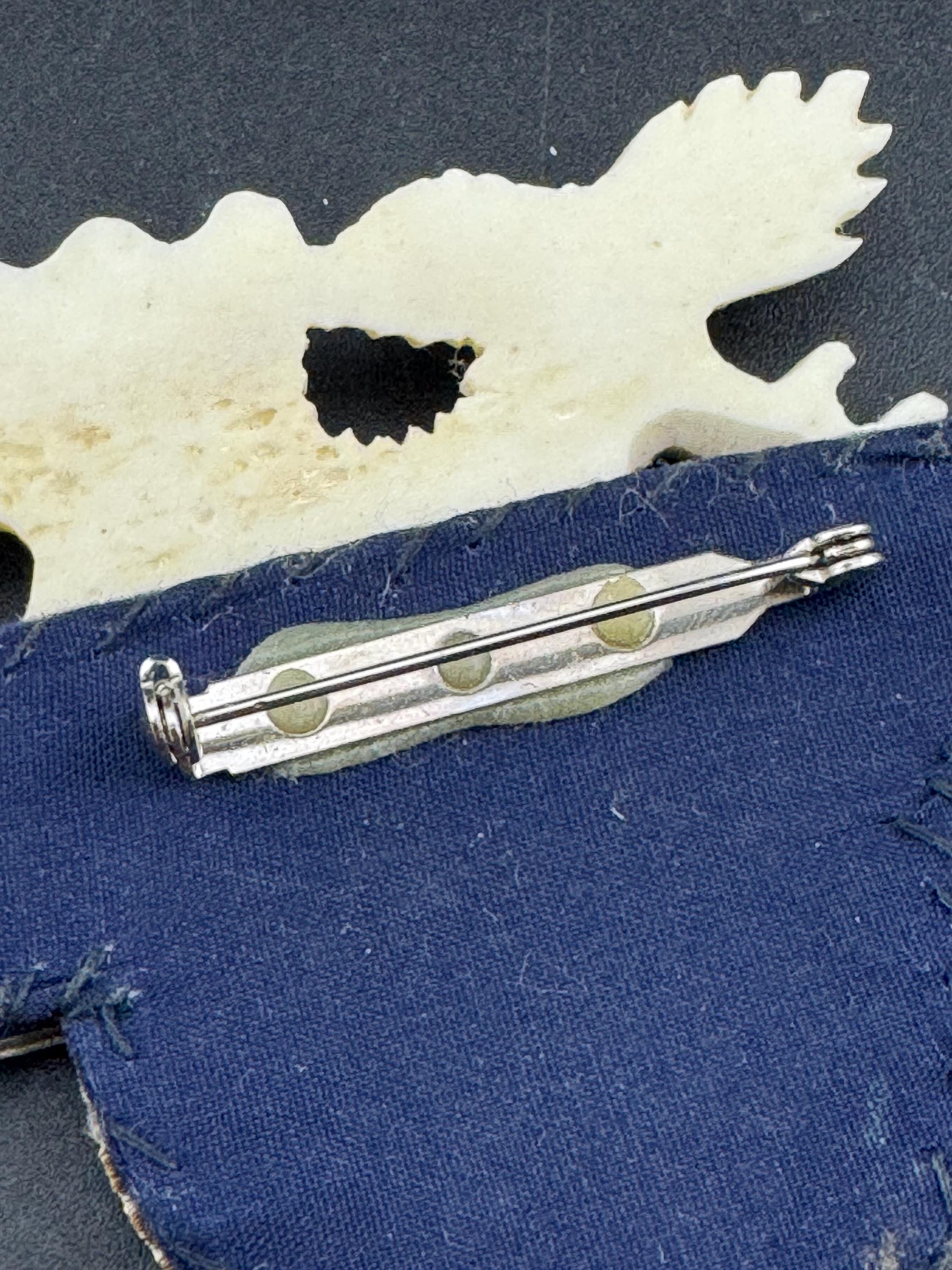 John Michelle Richardson Chinese oversized dragon brooch, etched silver vintage