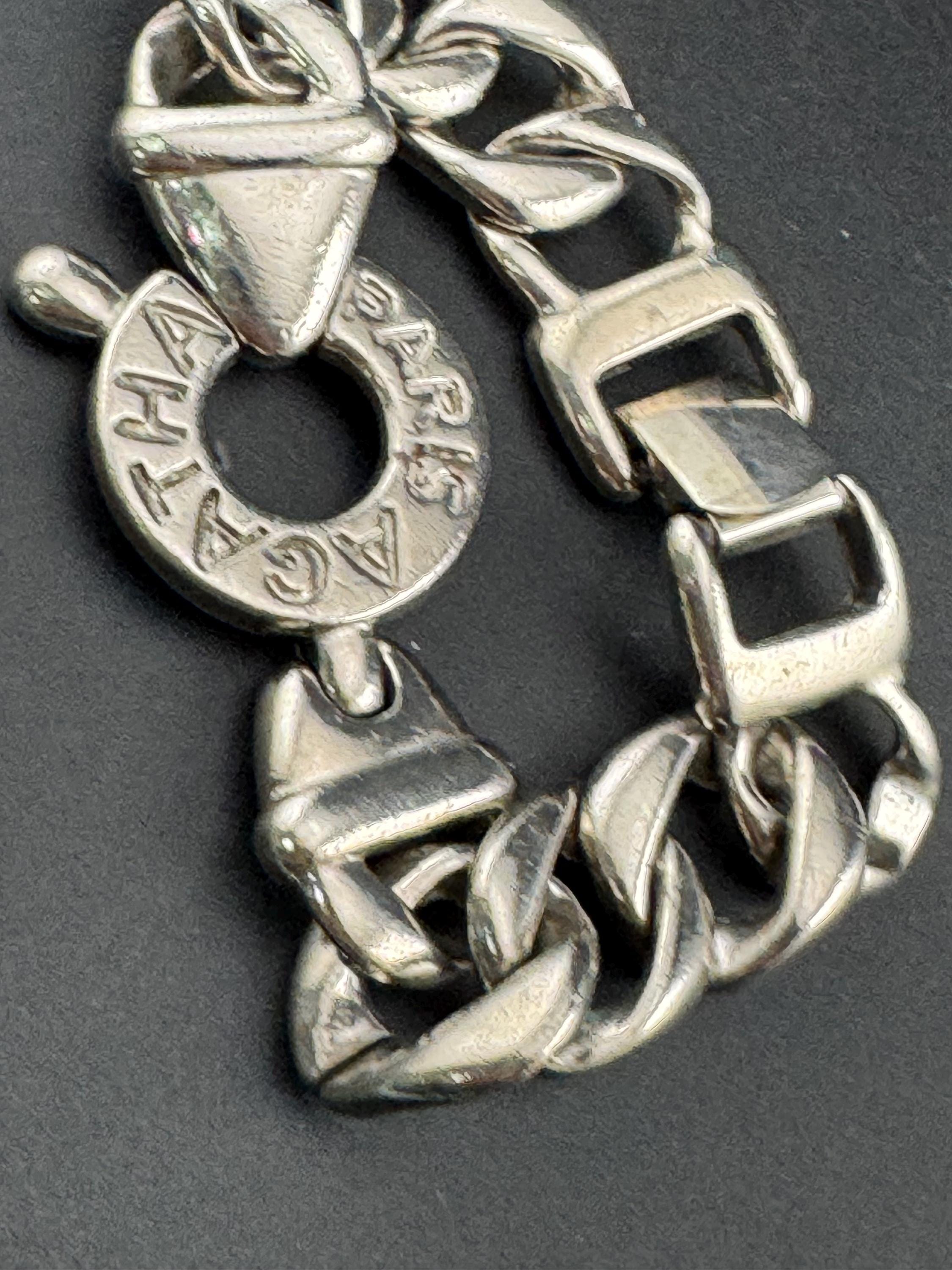 Vintage signed AGATHA PARIS chunky silver curb bracelet, French designer