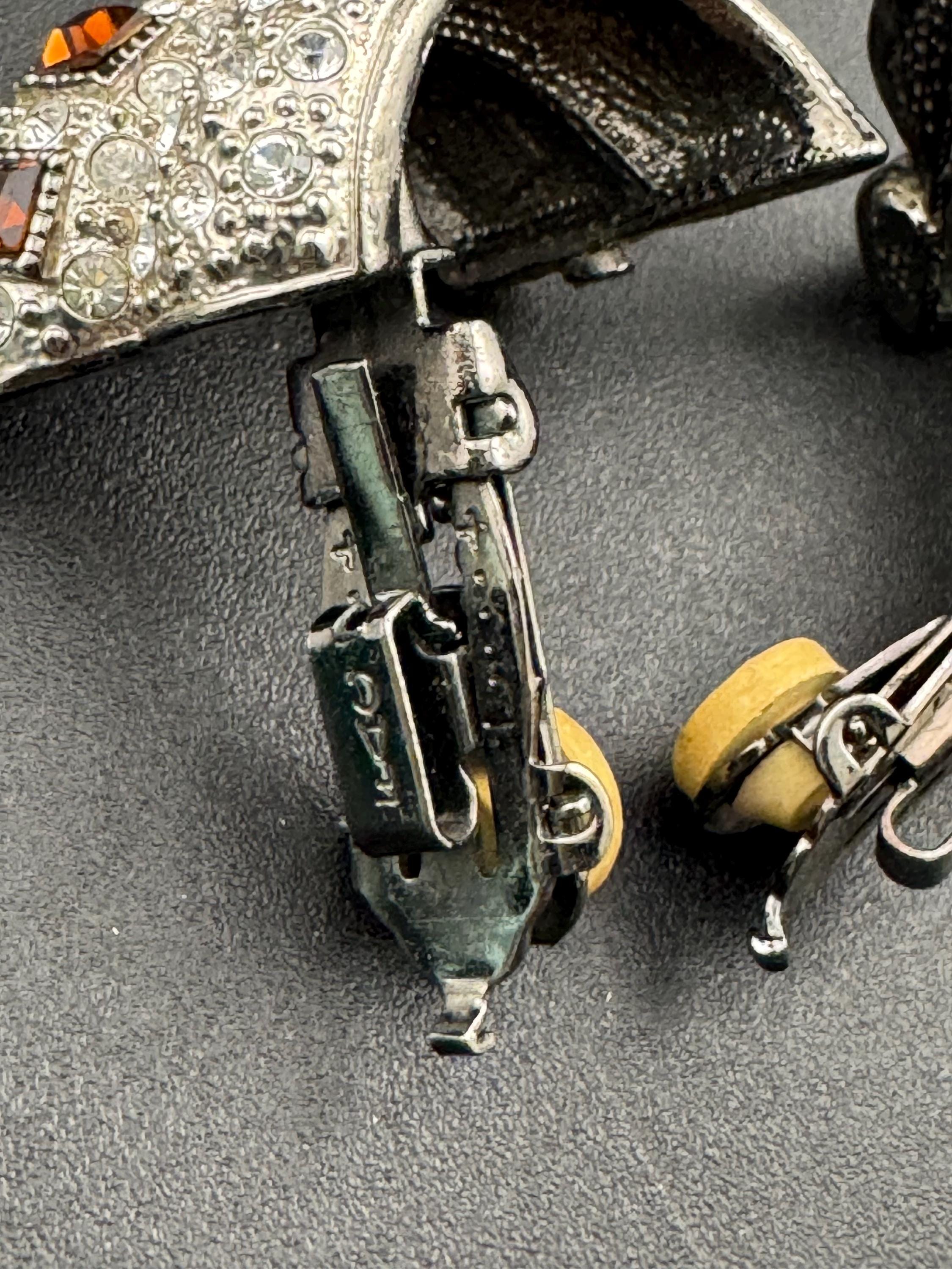 Signed FAC rhinestone half hoop earrings, fifth avenue collection