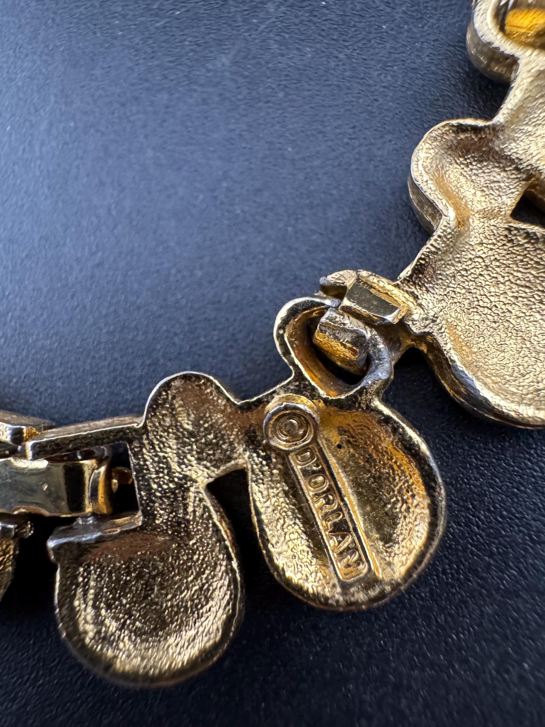 Signed D'Orlan gold tone choker necklace , statement jewellery 80s