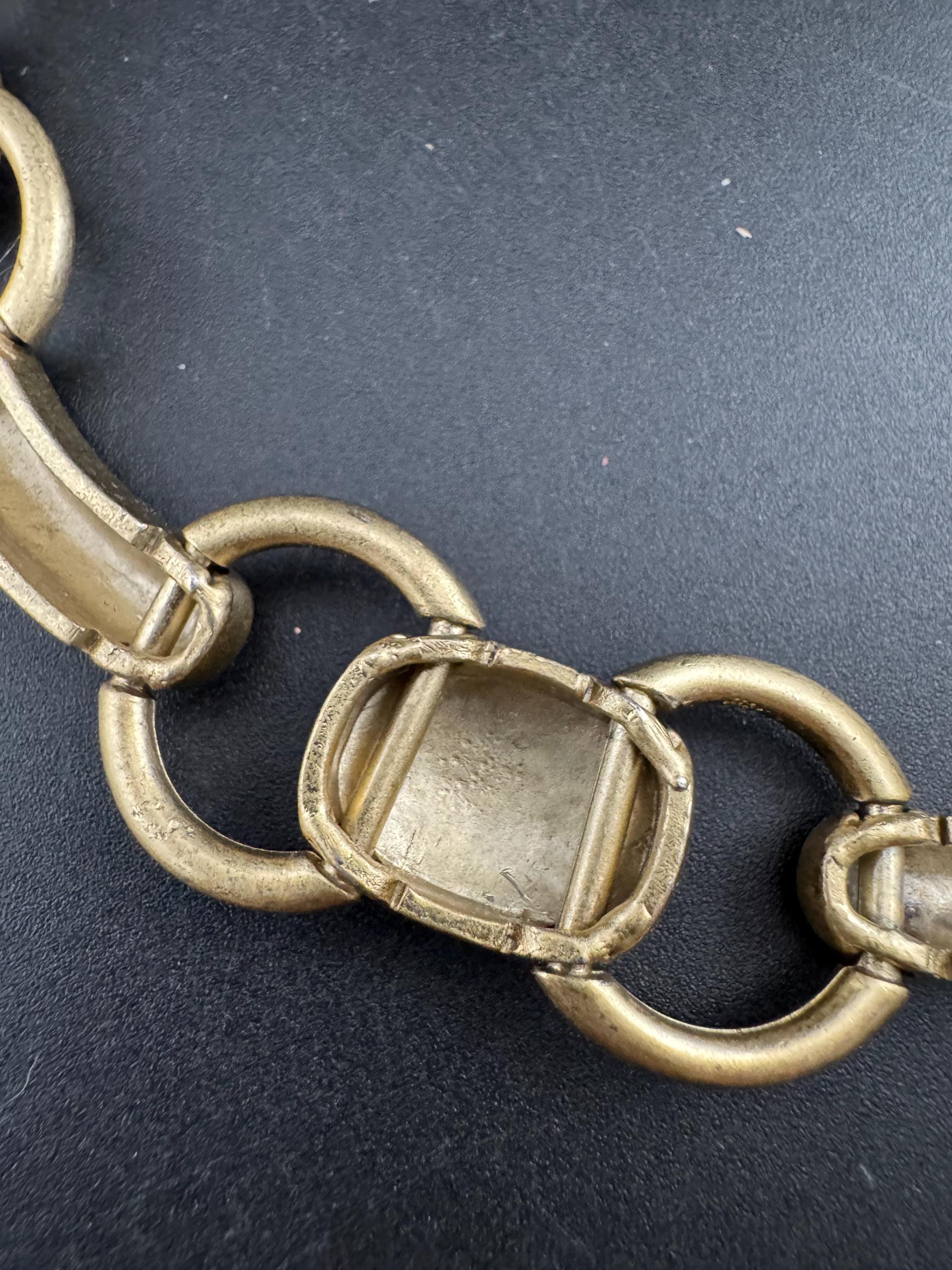 signed MONET chunky Matt gold tone choker, cushion panel necklace