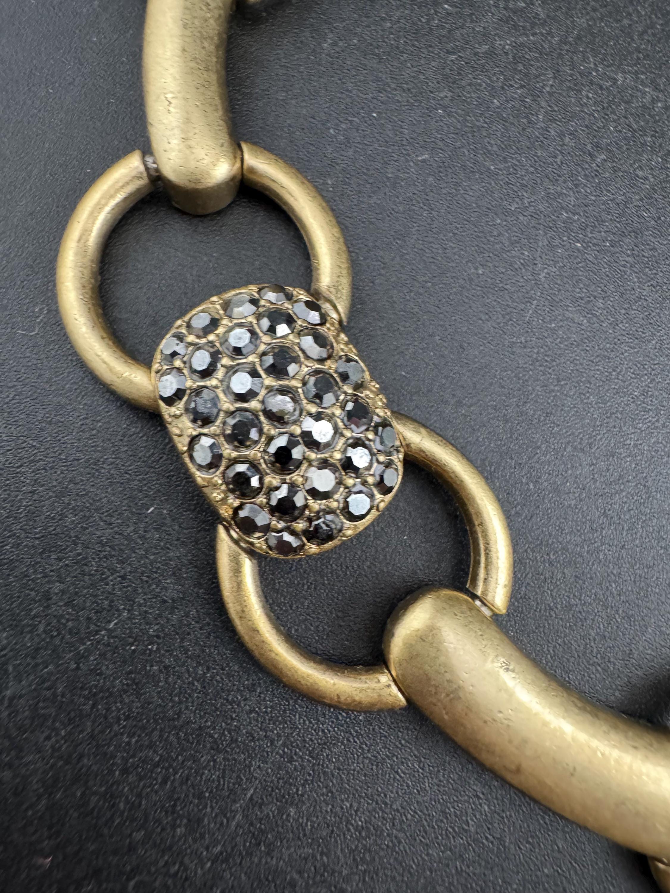 signed MONET chunky Matt gold tone choker, cushion panel necklace