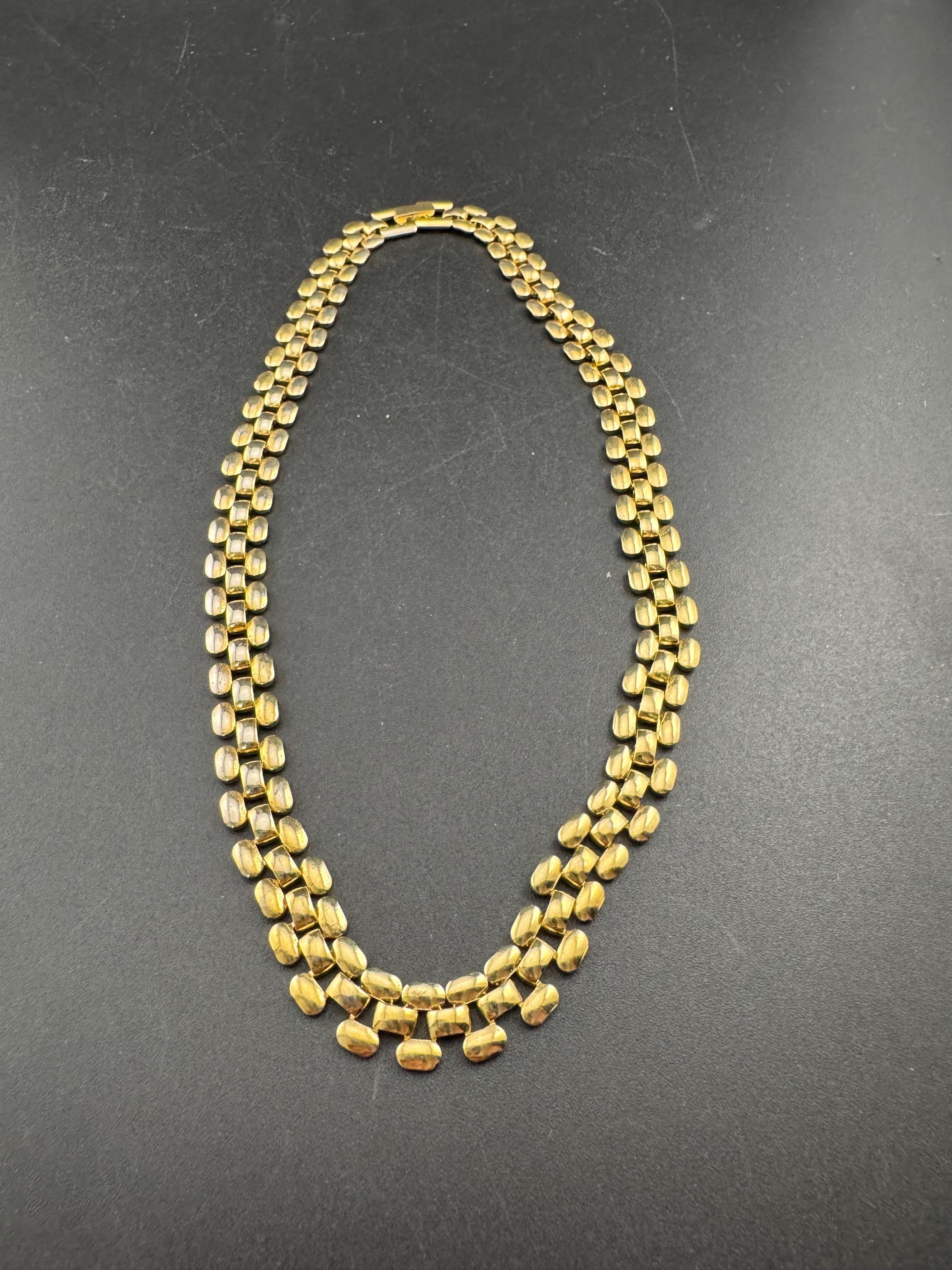 Retro 1980s slim panther link gold tone choker necklace