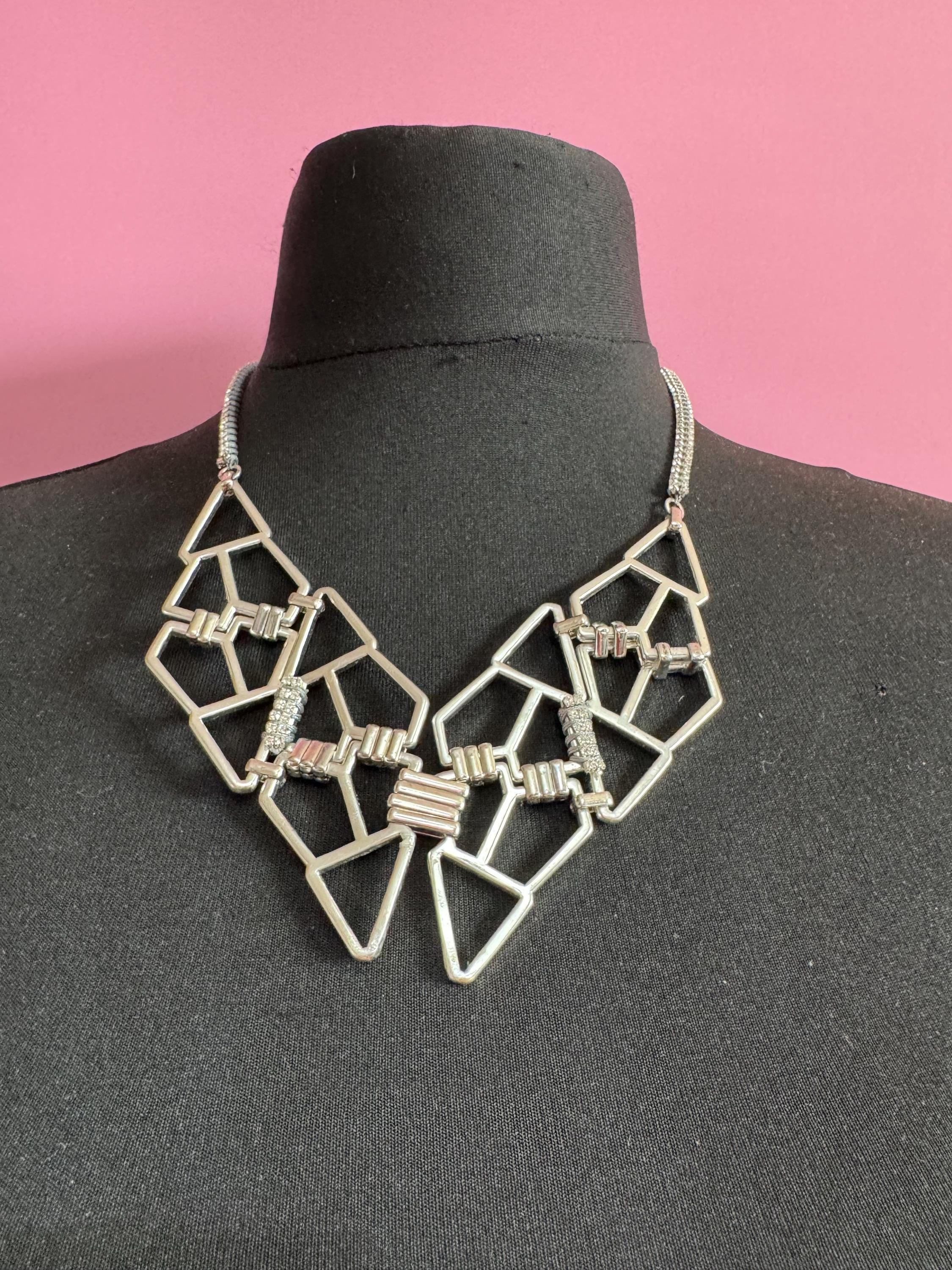 Swarovski Crystal geometric Choker: Retro statement Necklace