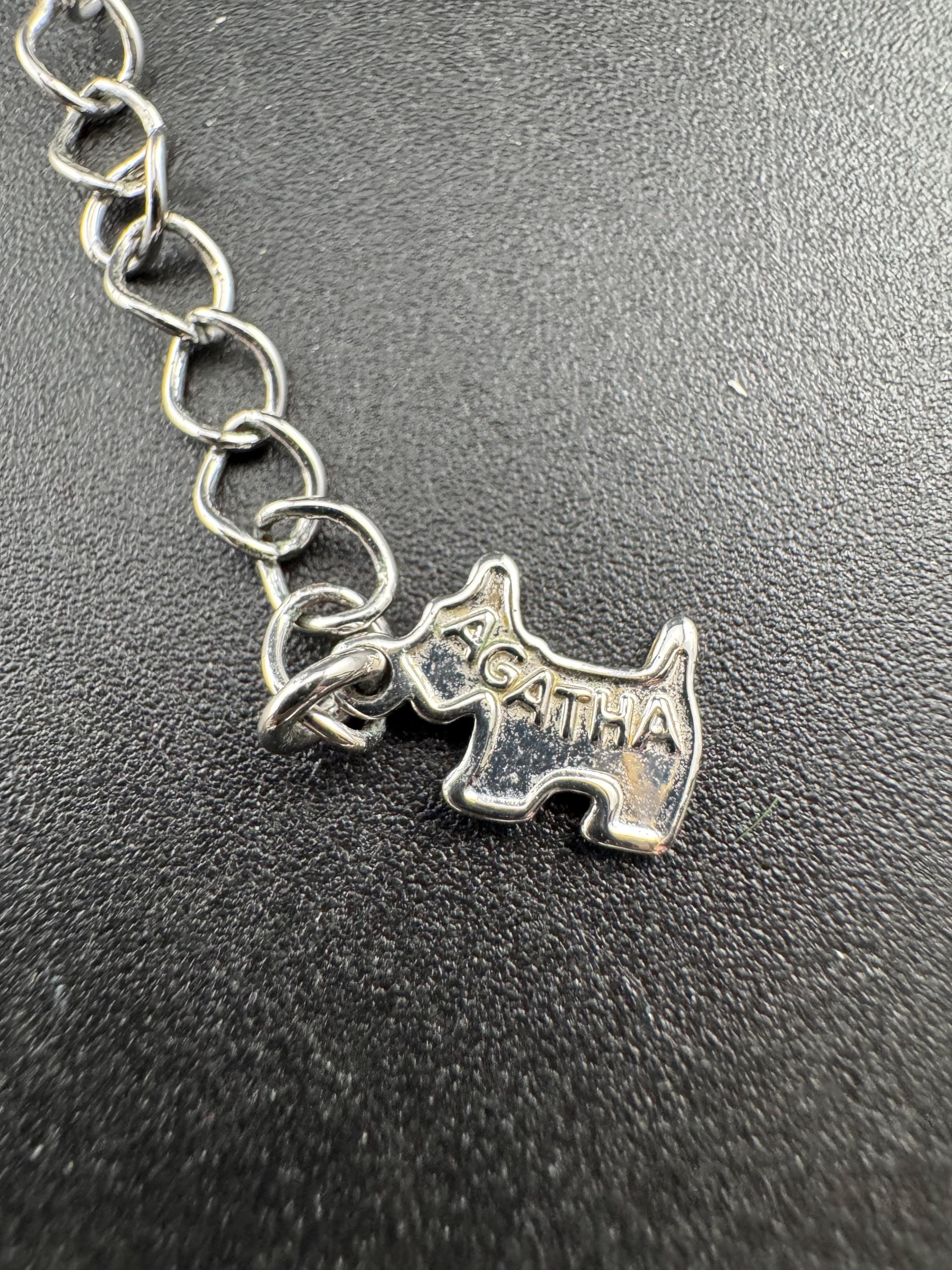 Signed AGATHA PARIS silver modernist pendant chain necklace, French designer