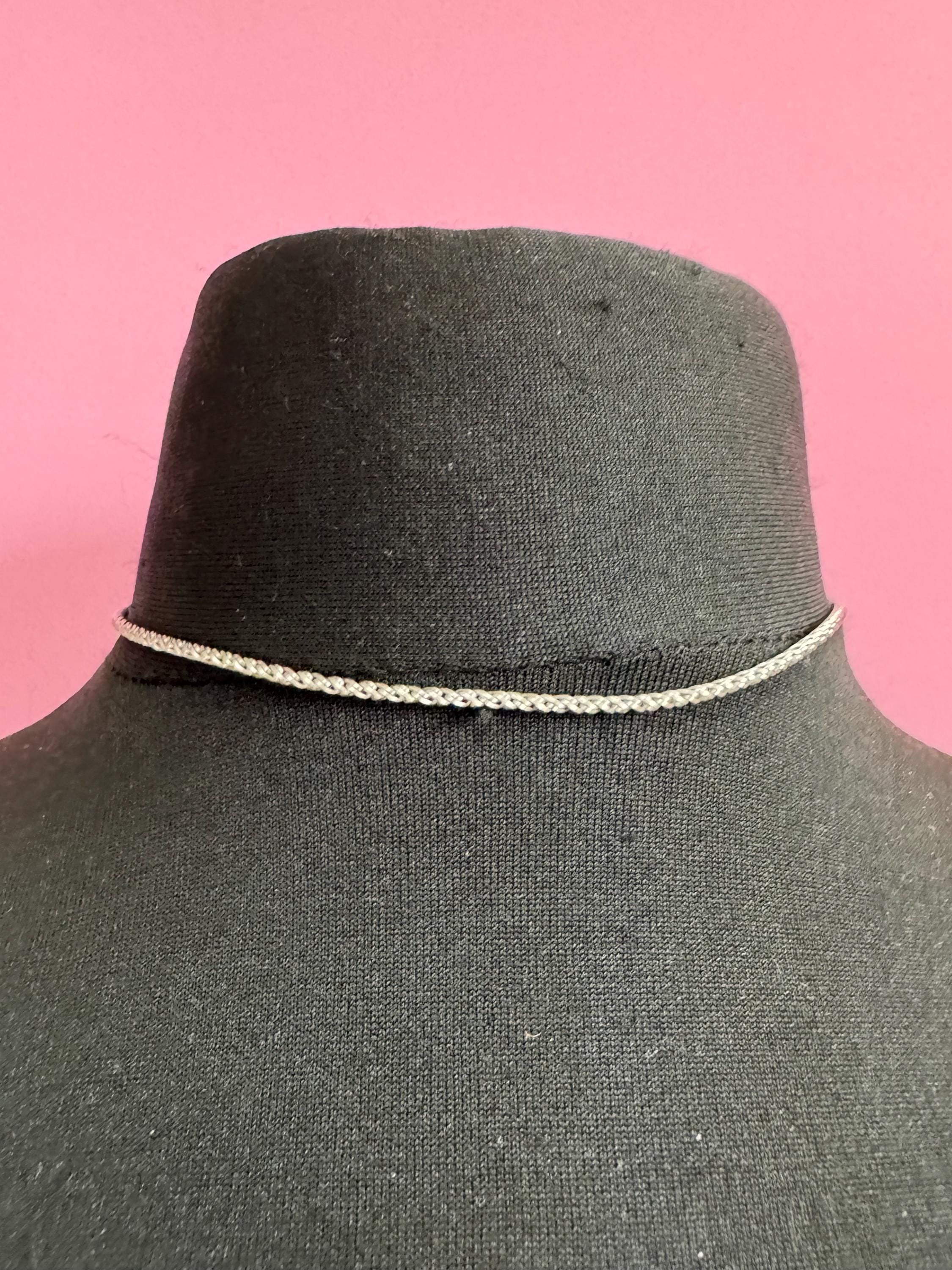 Signed Swarovski silver plated short 41cm rope chain necklace, swan