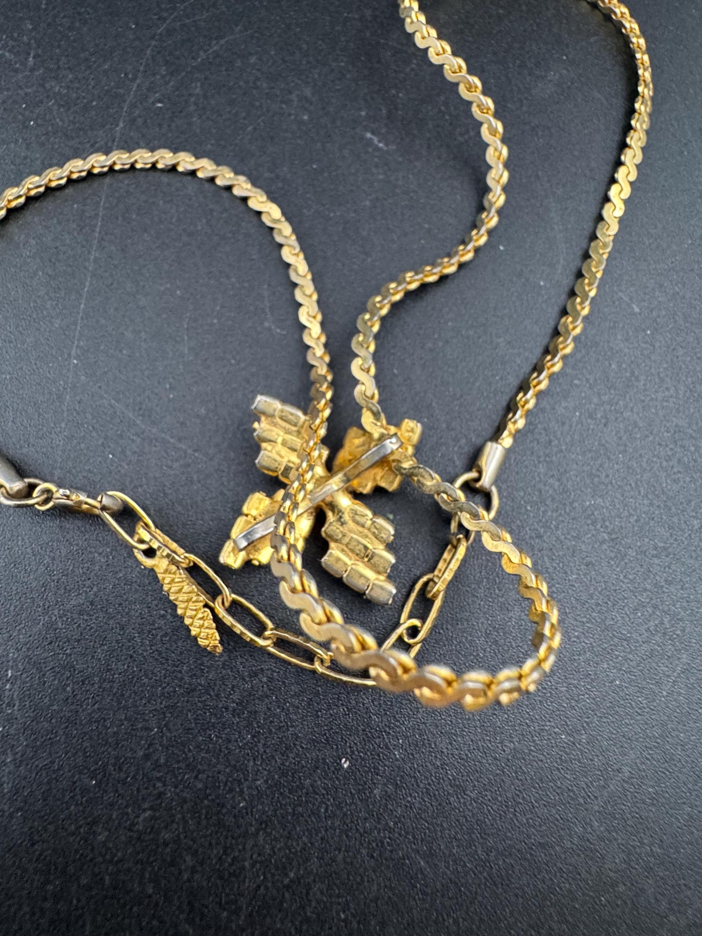 Vintage 1960s Serpentine Lariat Necklace, Gold Tone & Turquoise Cabochon