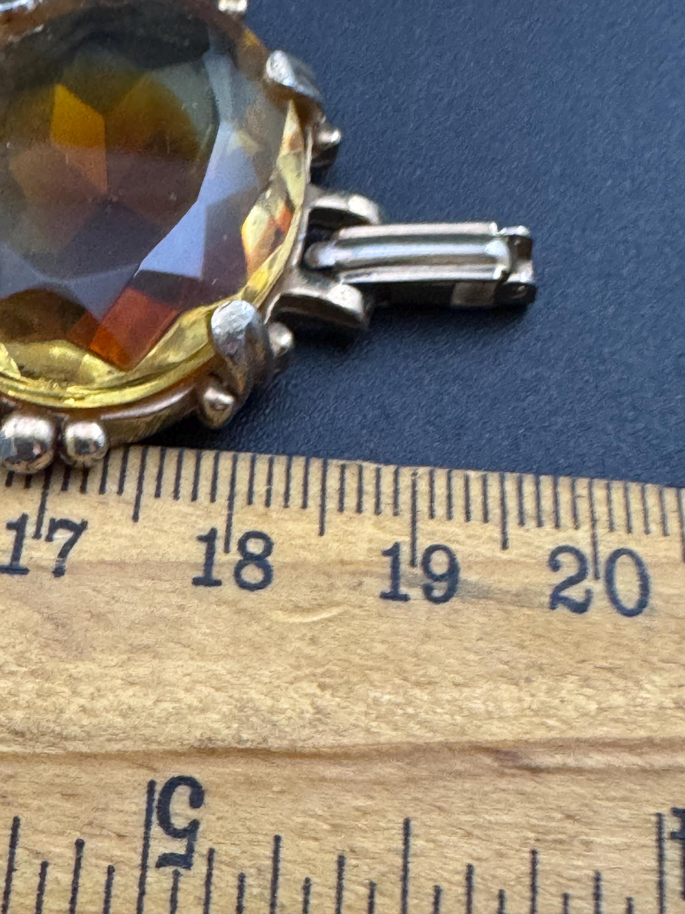 Faceted citrine orange Glass Gold Tone chunky panel link cocktail bracelet