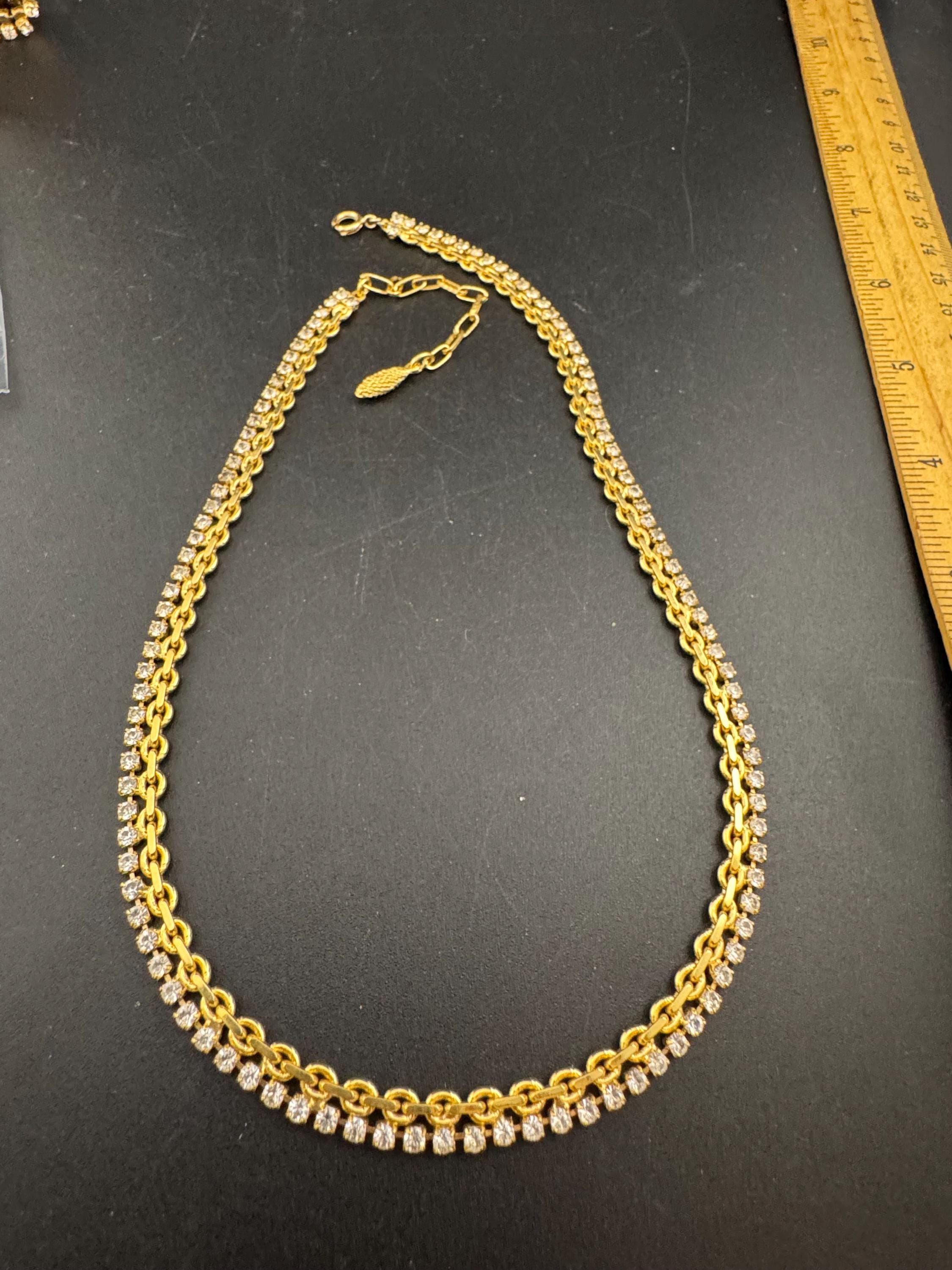 Vintage penino Gold choker Necklace: clear Diamanté