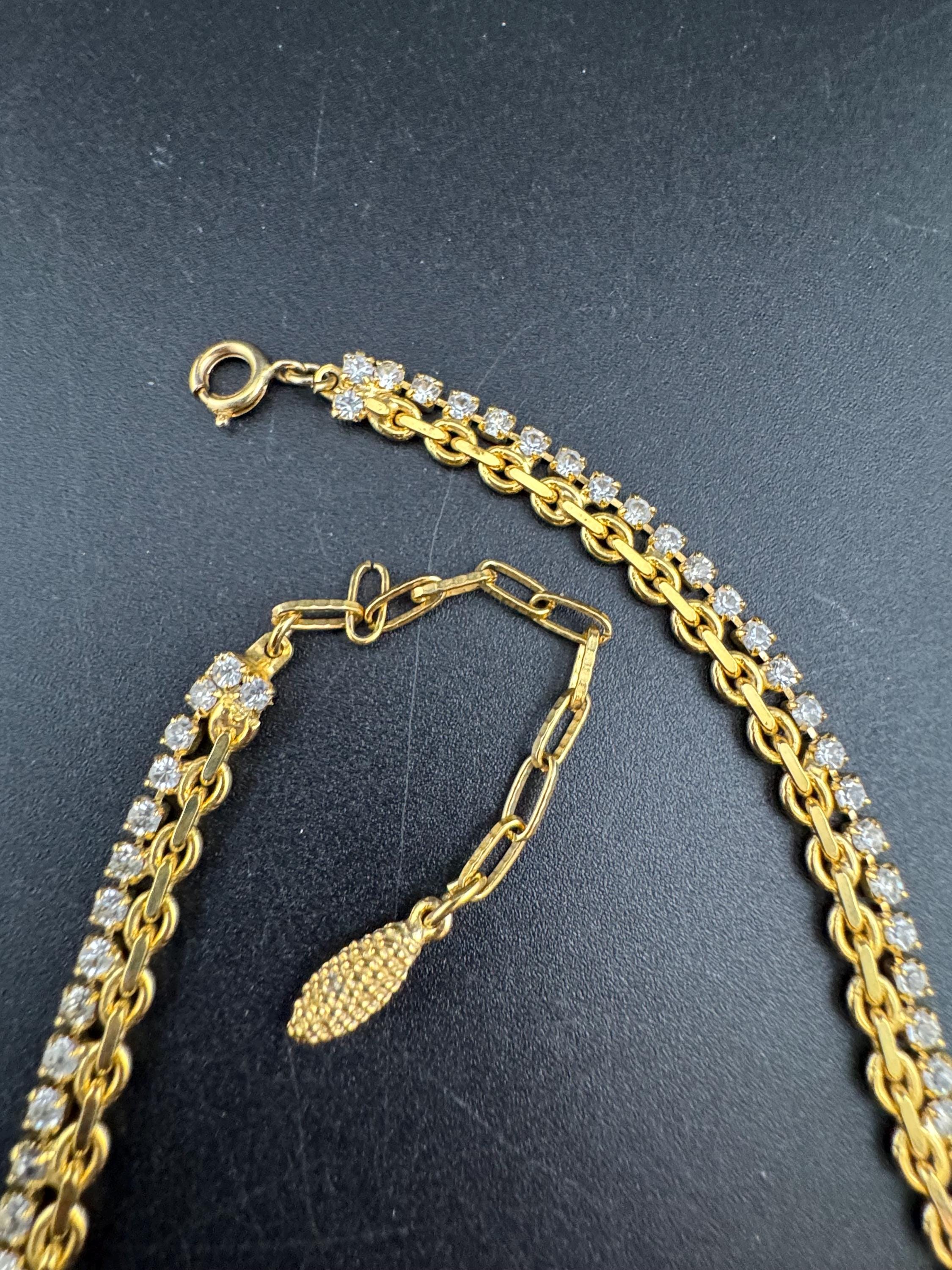 Vintage penino Gold choker Necklace: clear Diamanté