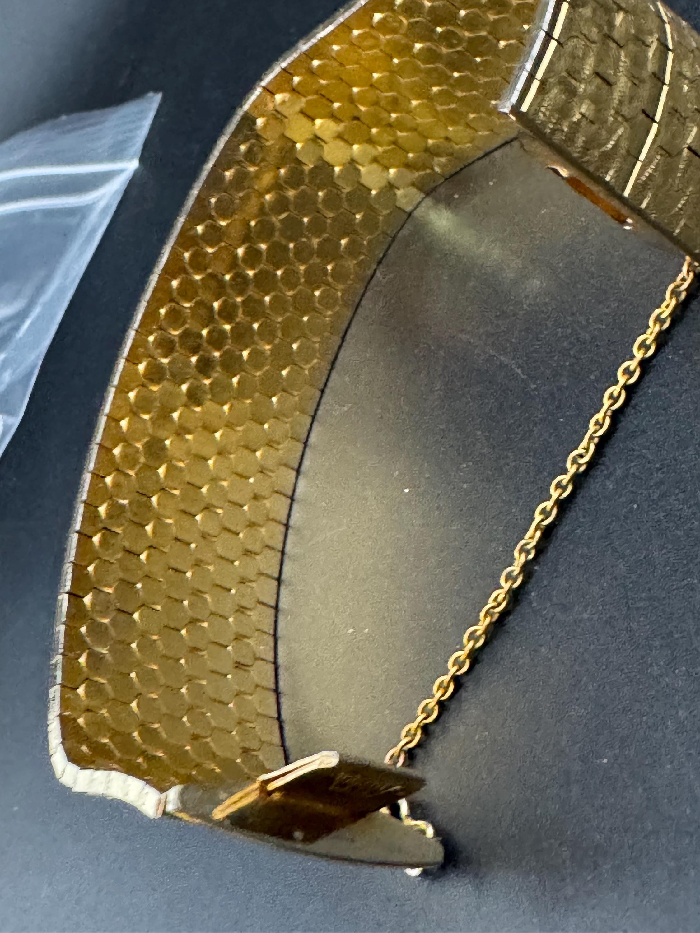 1970s articulated 0750 18k gold plated wide bracelet