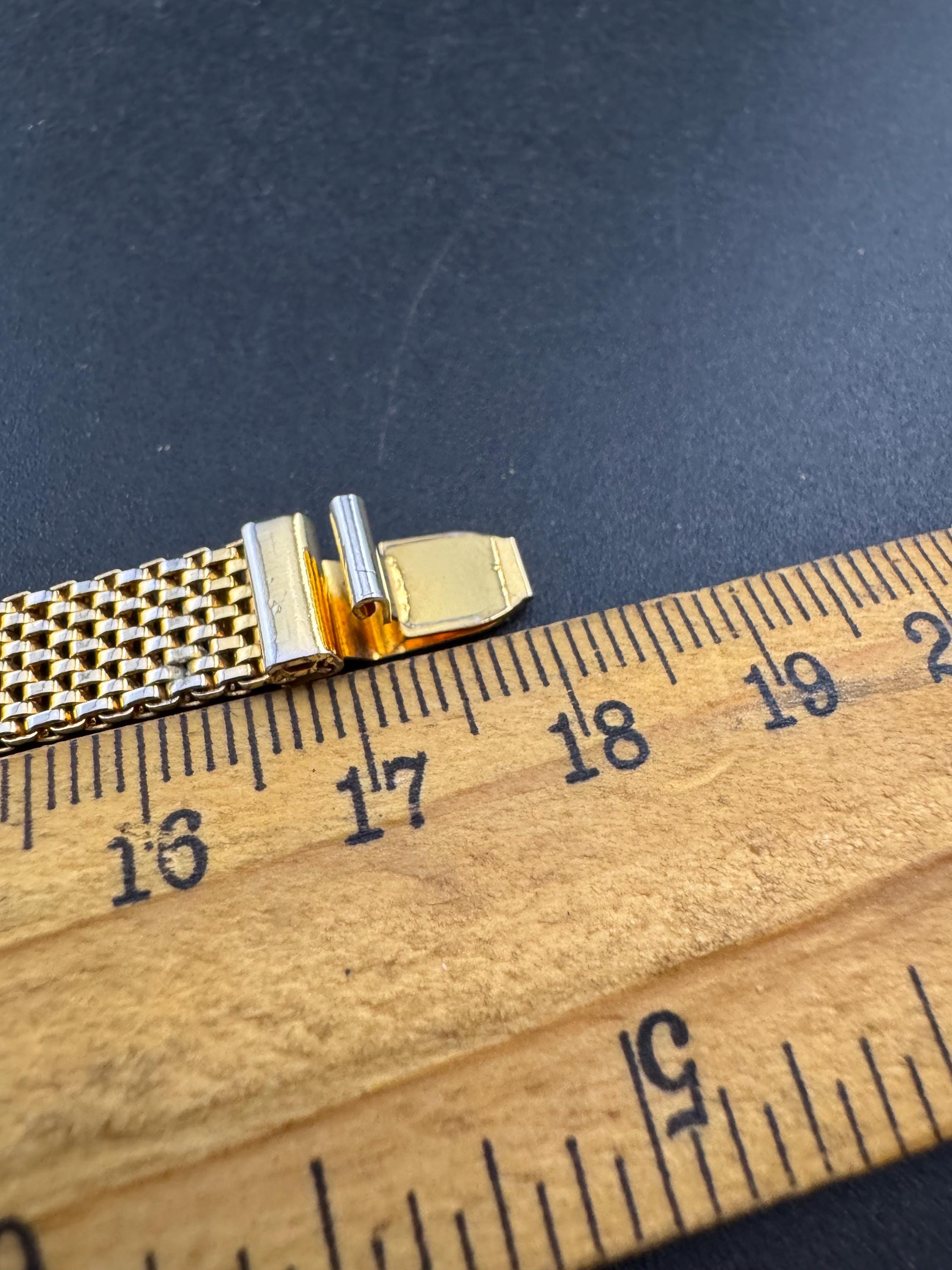 Vintage black rhinestone Glass Gold Tone mesh cocktail bracelet