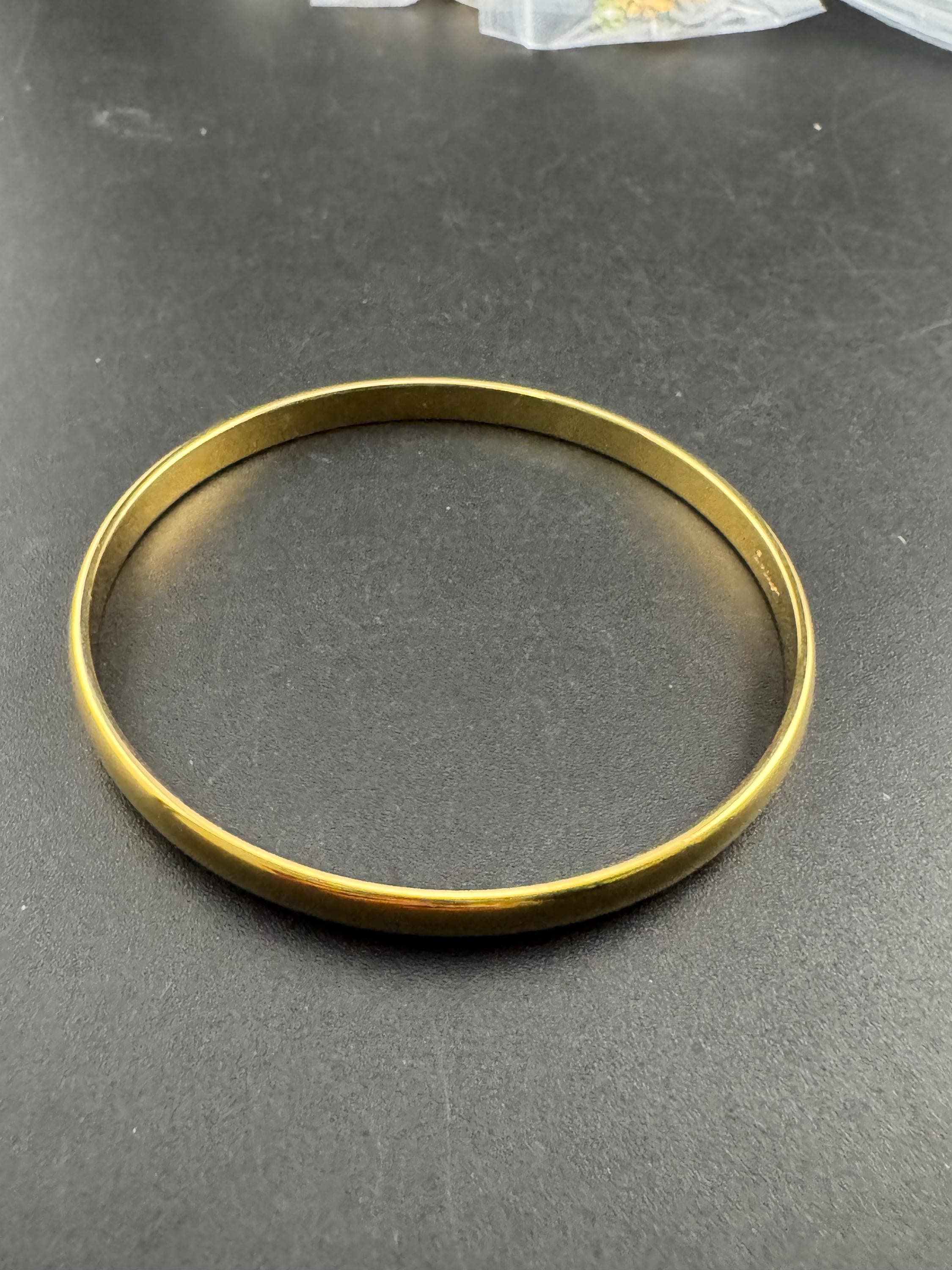 Vintage MONET gold bangle, signed slim bracelet 8mm fixed