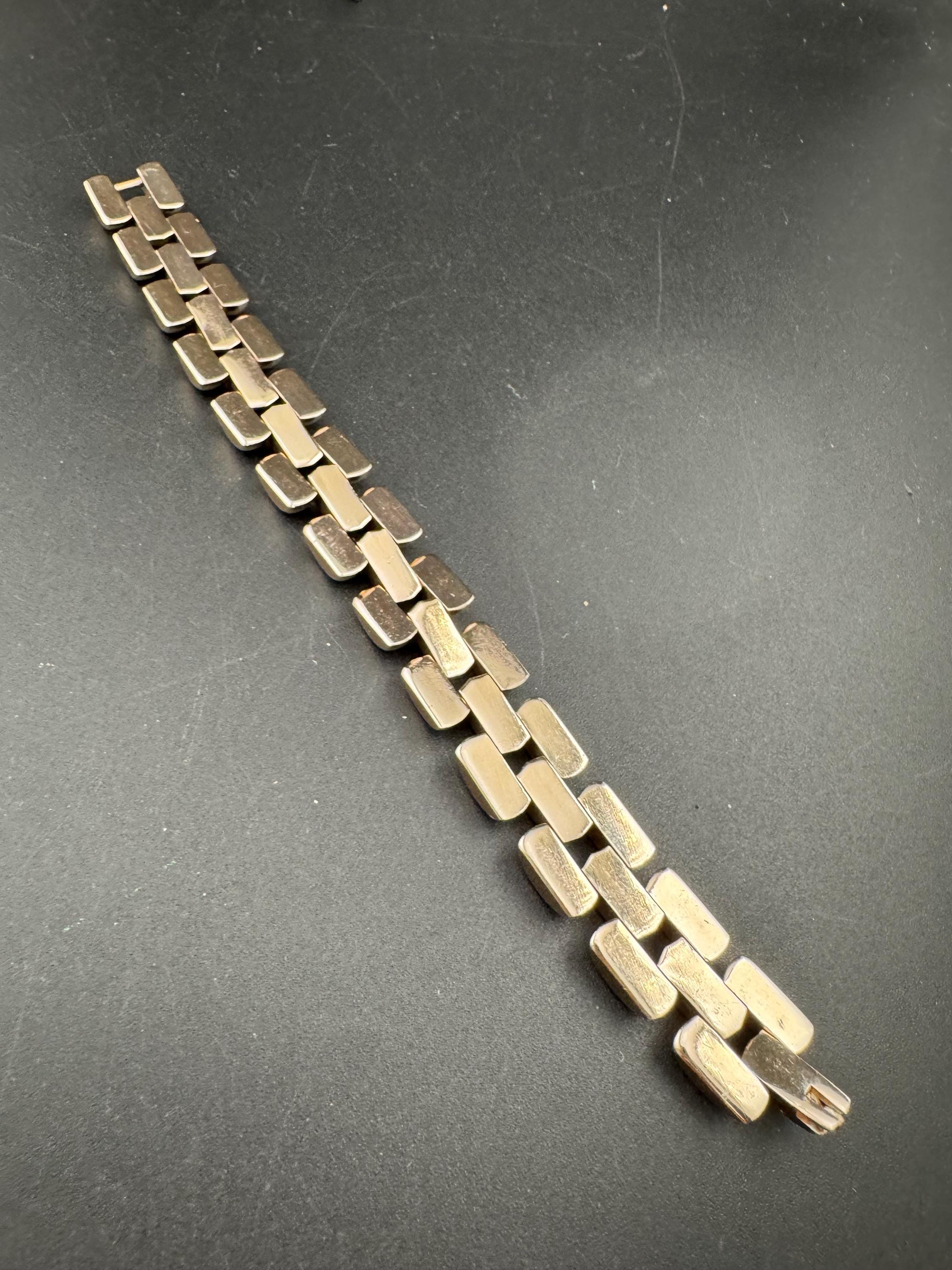 De Farre copper rose gold tone brick chain bracelet, 18.5cm French vintage