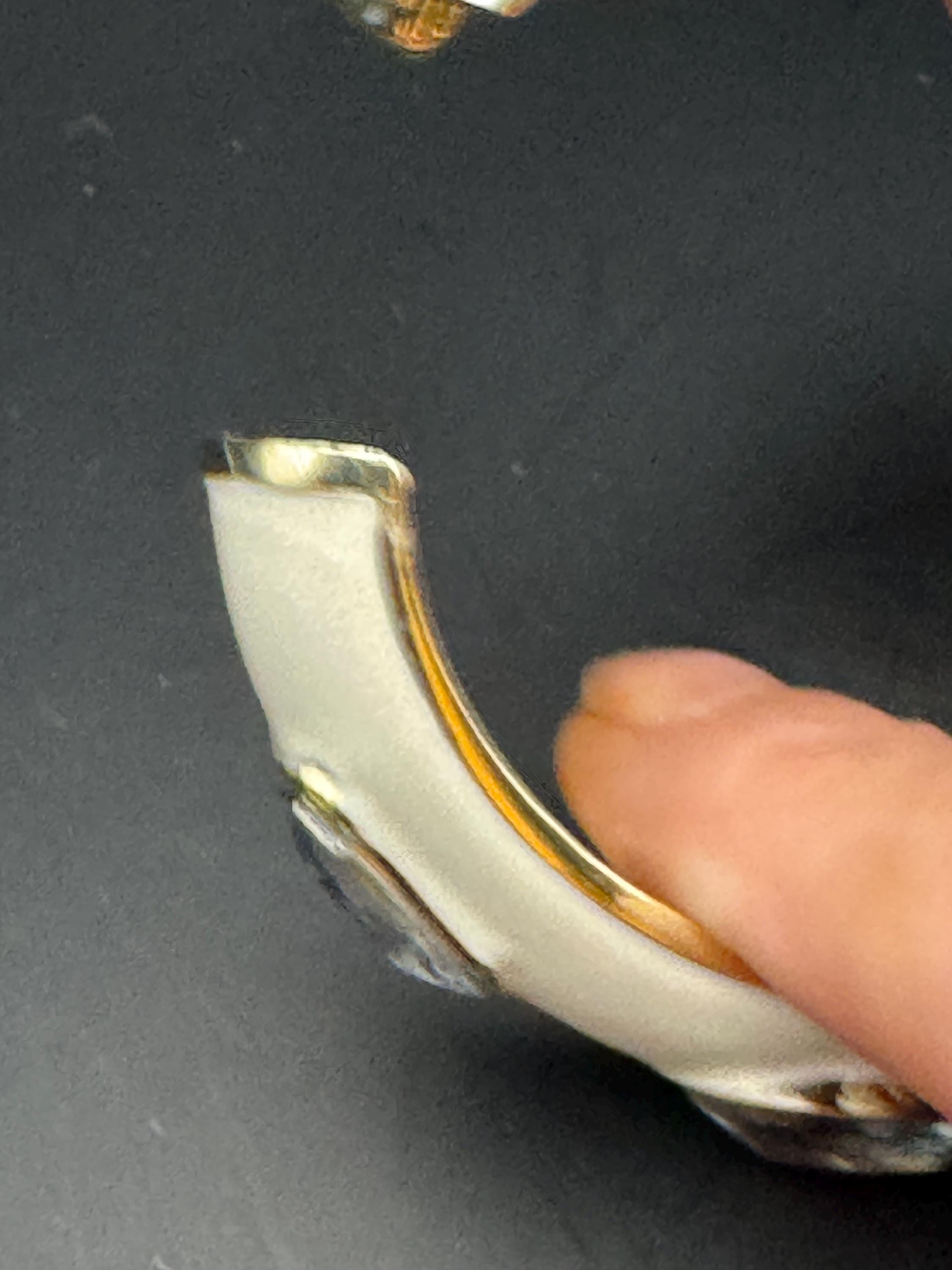 Retro clear crystal cabochon cream enamel Clamper Bangle, diamanté Bracelet.