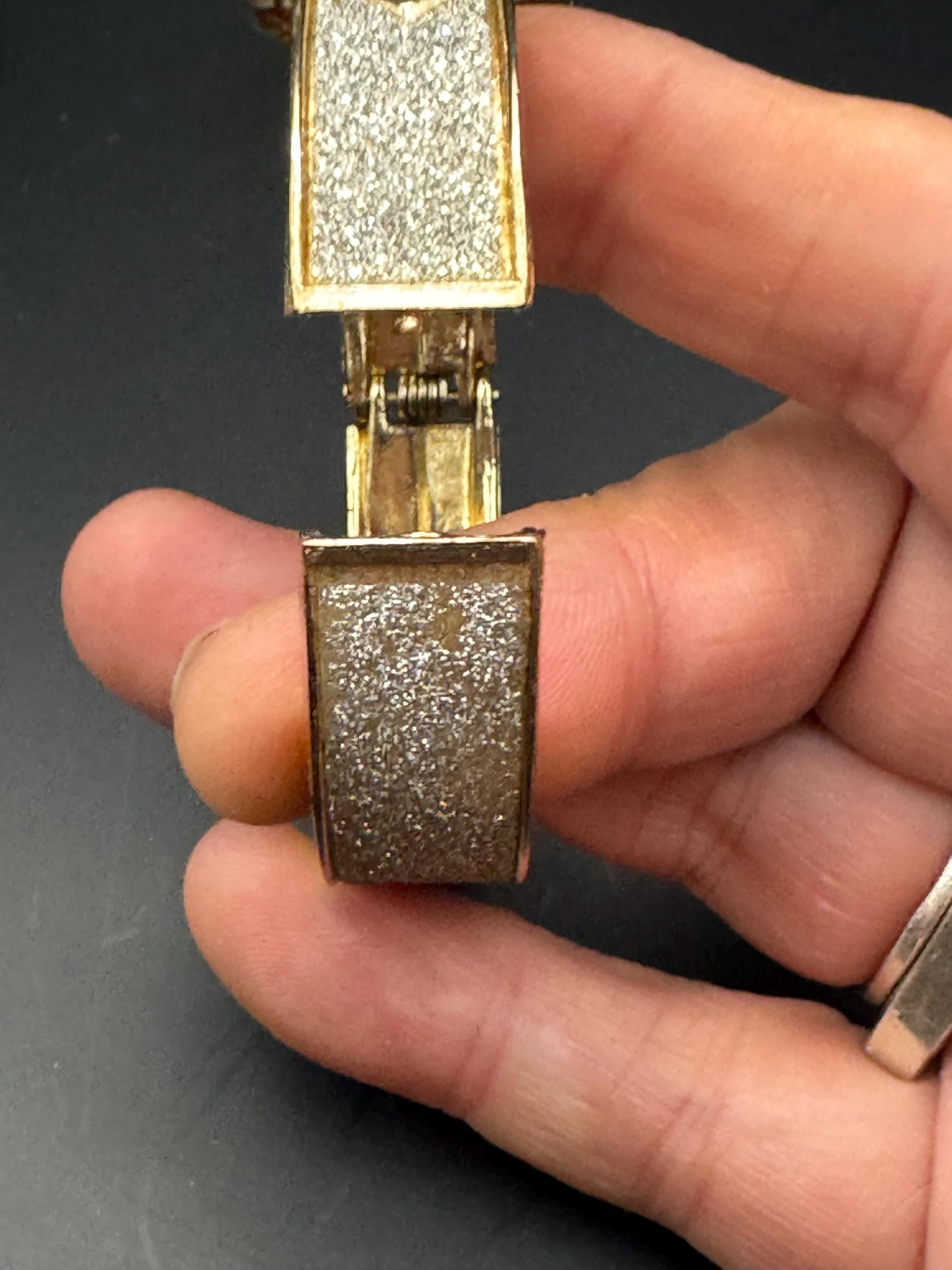 retro belt Buckle Bangle, gold tone diamanté metal clamper