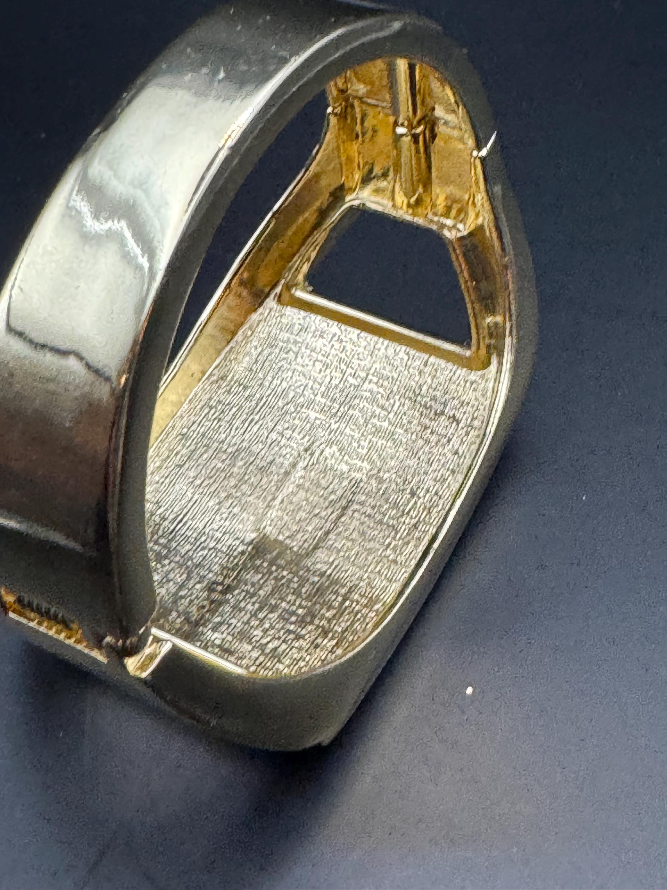 Blue Acrylic and glass rhinestone clamper bangle, gold tone art deco geometric diamanté bracelet