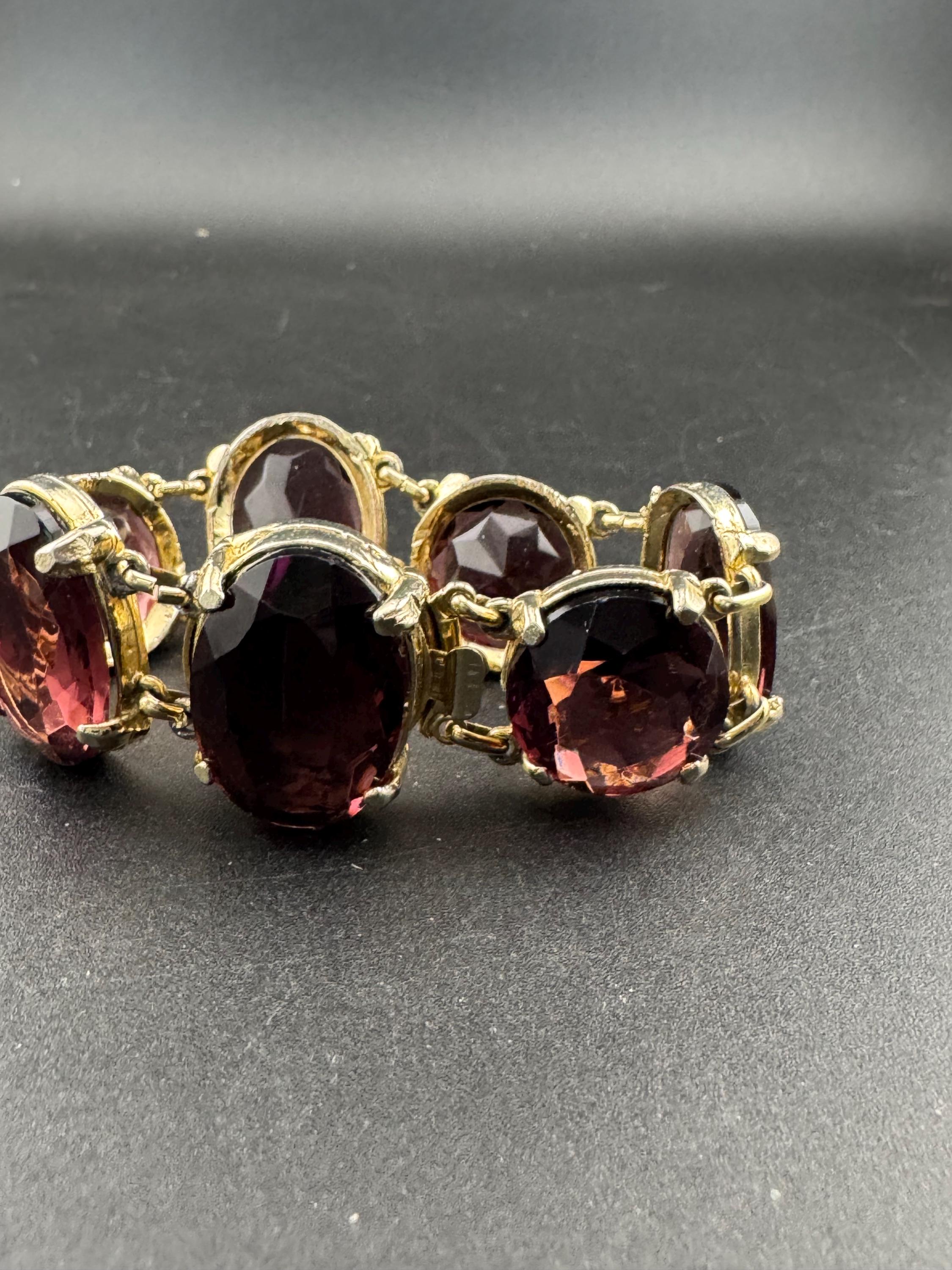 vintage purple Glass cocktail bracelet, 18cm gold tone