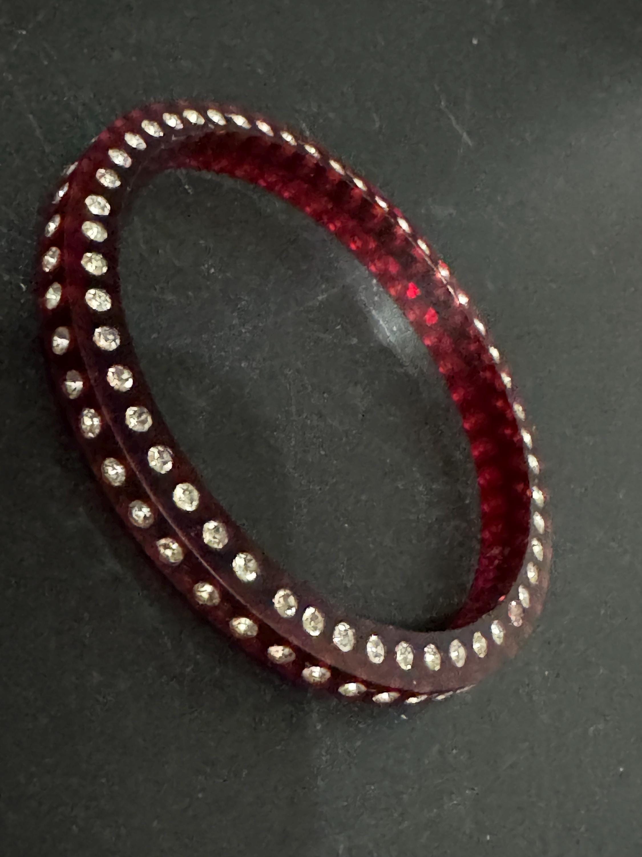 Art Deco early root beer red plastic sparkly paste bangle.