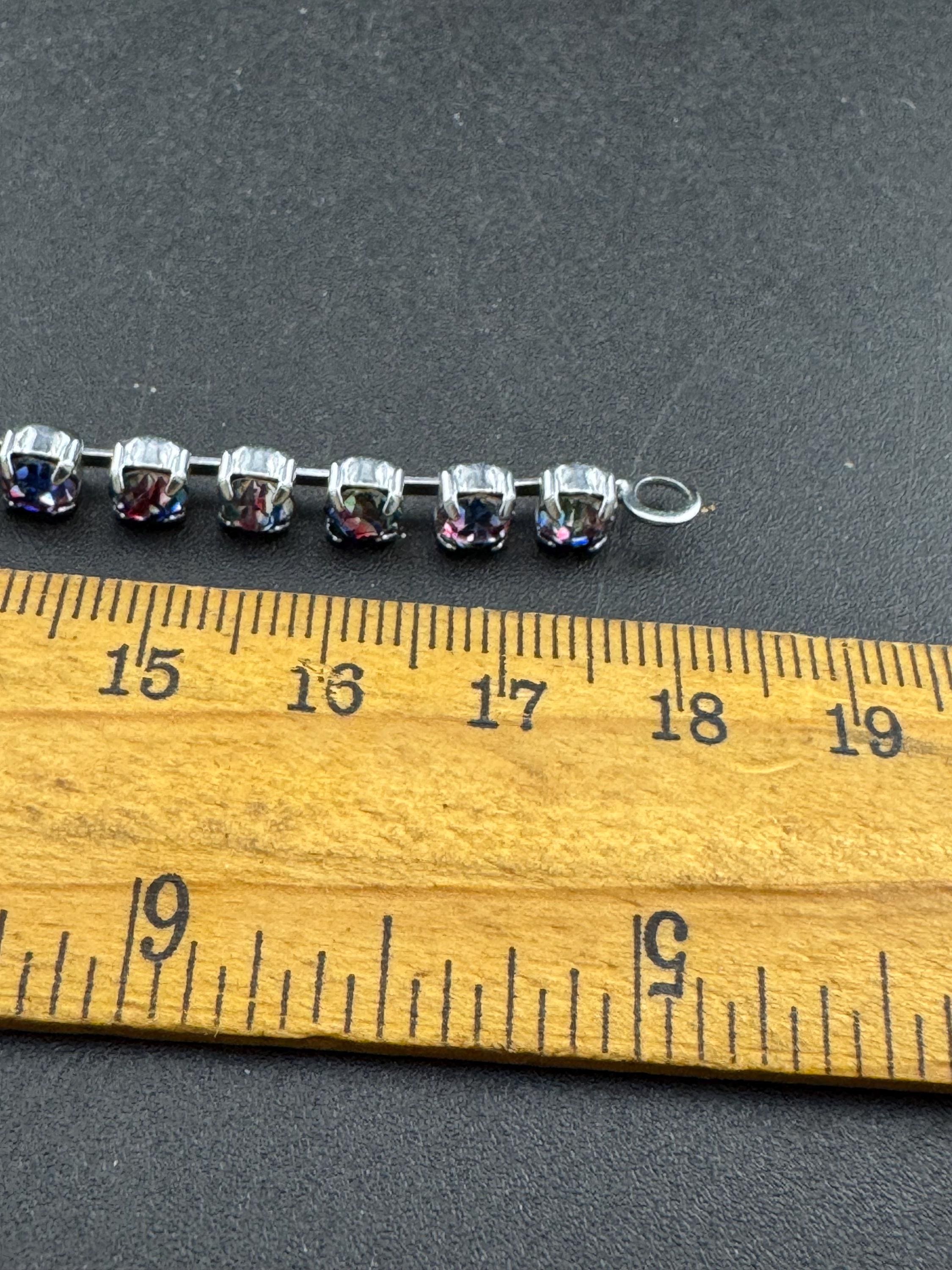 Vintage iris glass slim diamanté cocktail bracelet, 3 row