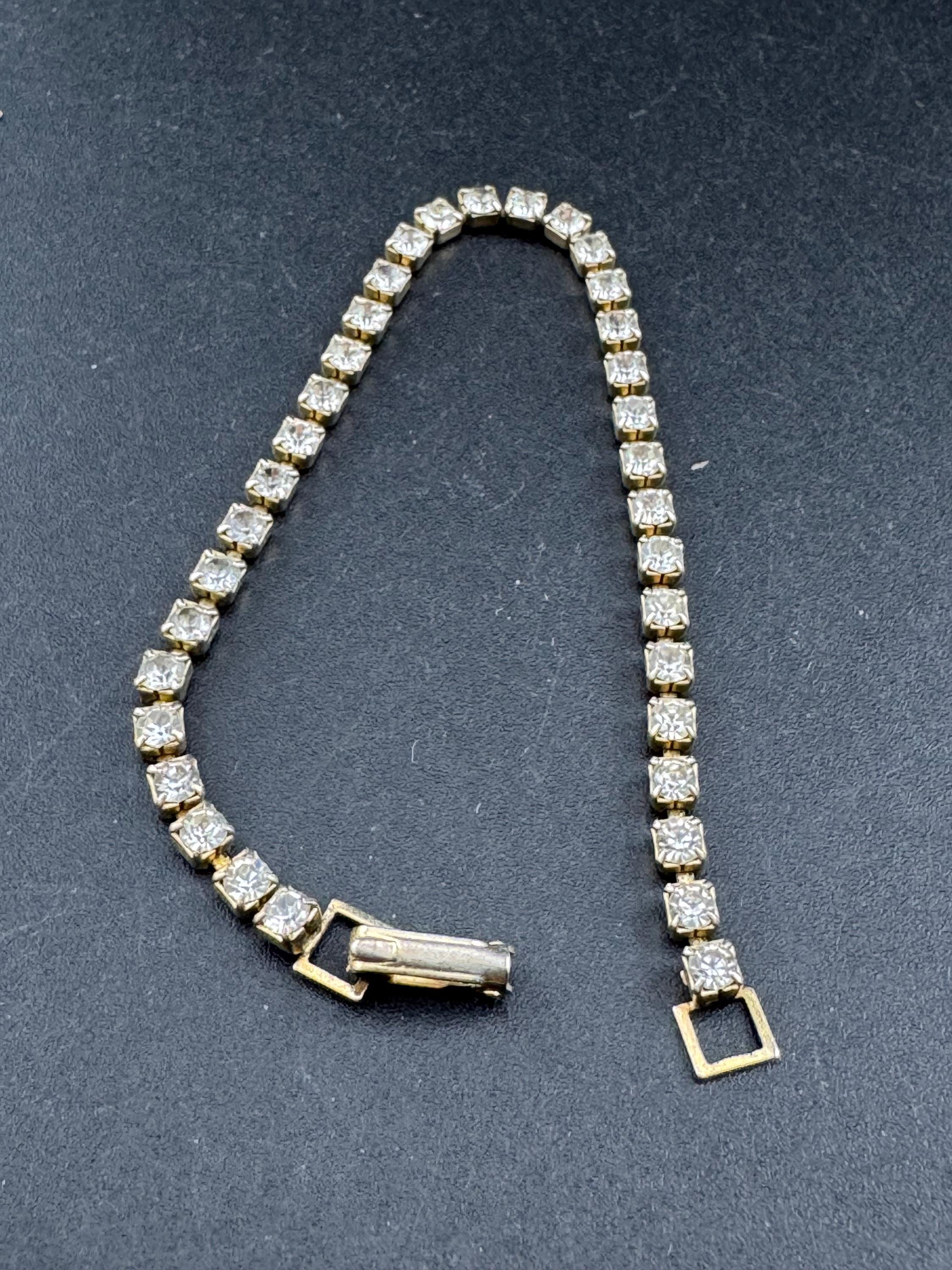 Retro slim silver clear diamanté crystal cocktail tennis bracelet