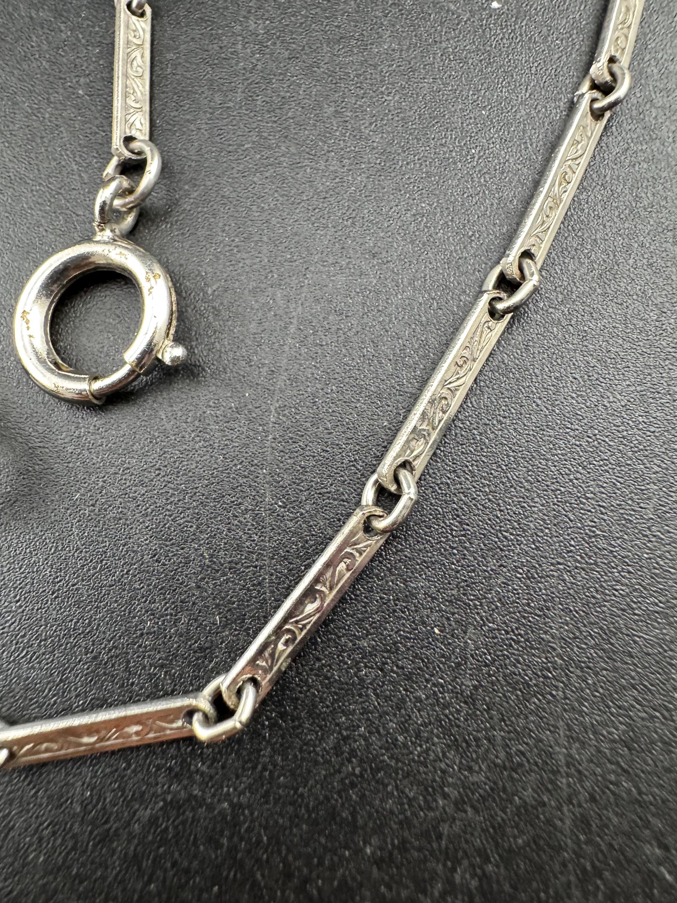 Antique Art Deco silver Pocket Watch guard Chain: 925 and mixed metal Victorian 51cm