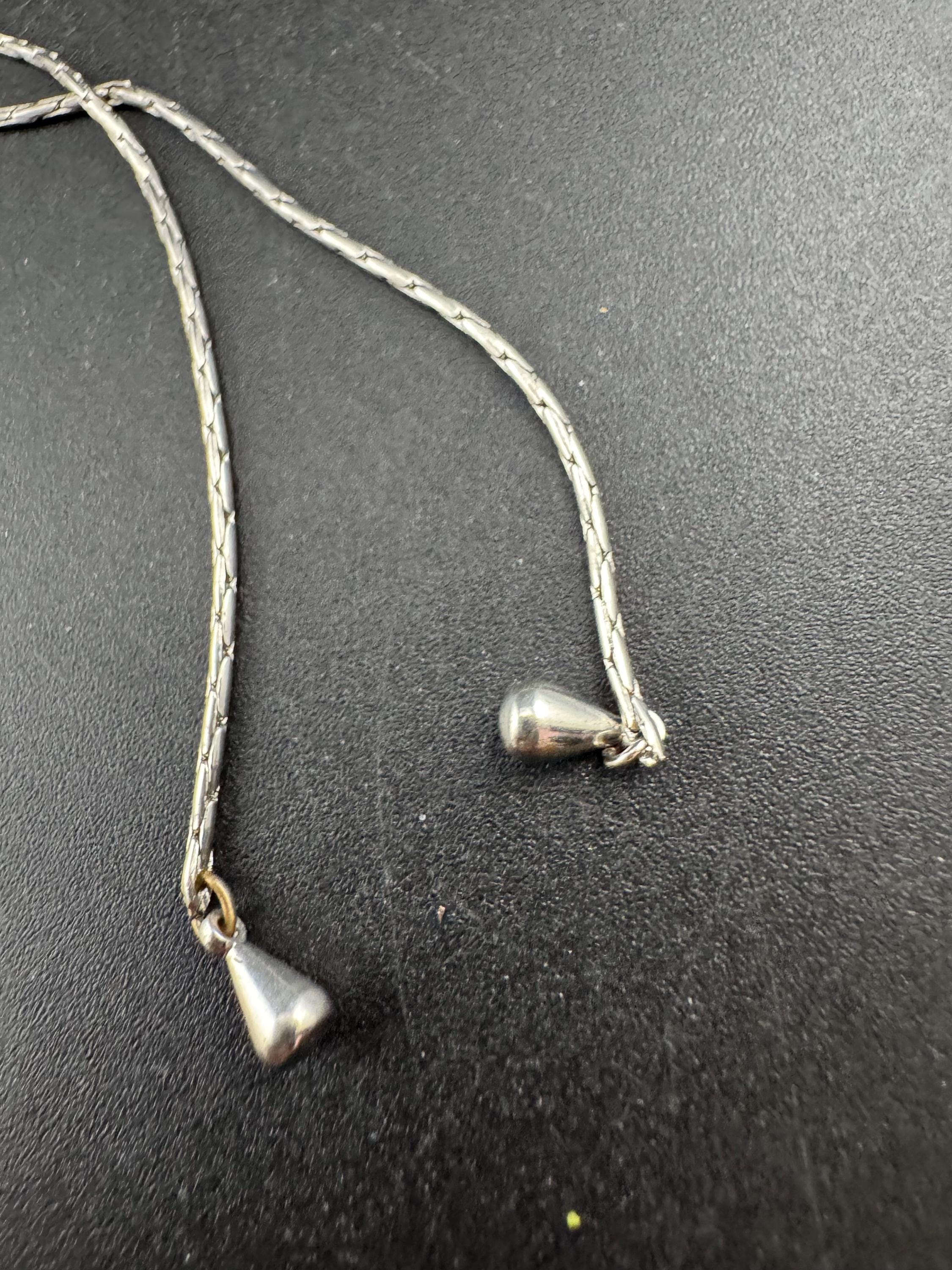 Vintage purple enamel orchid flower slider bolo necklace, silver tone