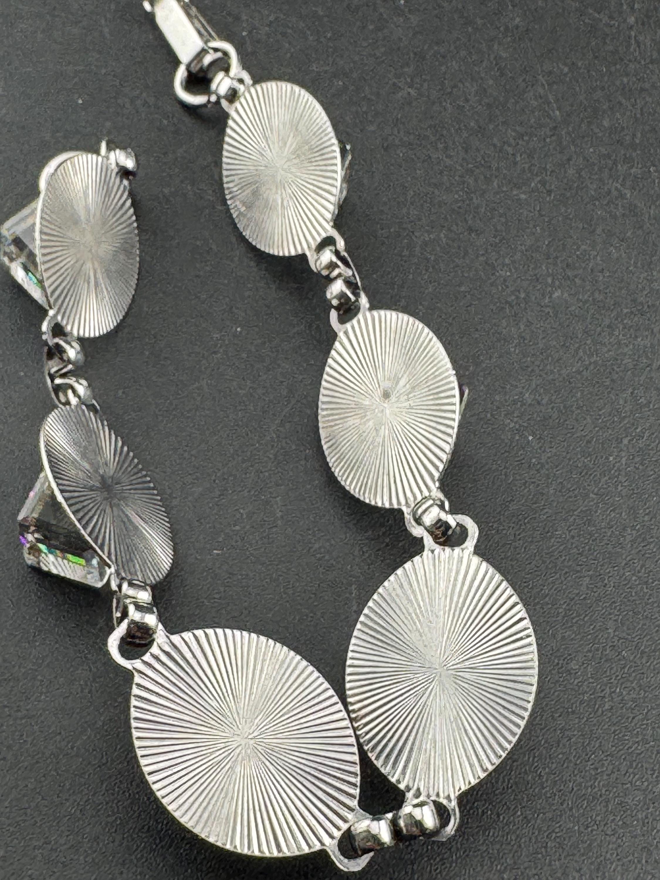 Vintage 1970s stainless steel bracelet , pink yellow glass cube cabochons