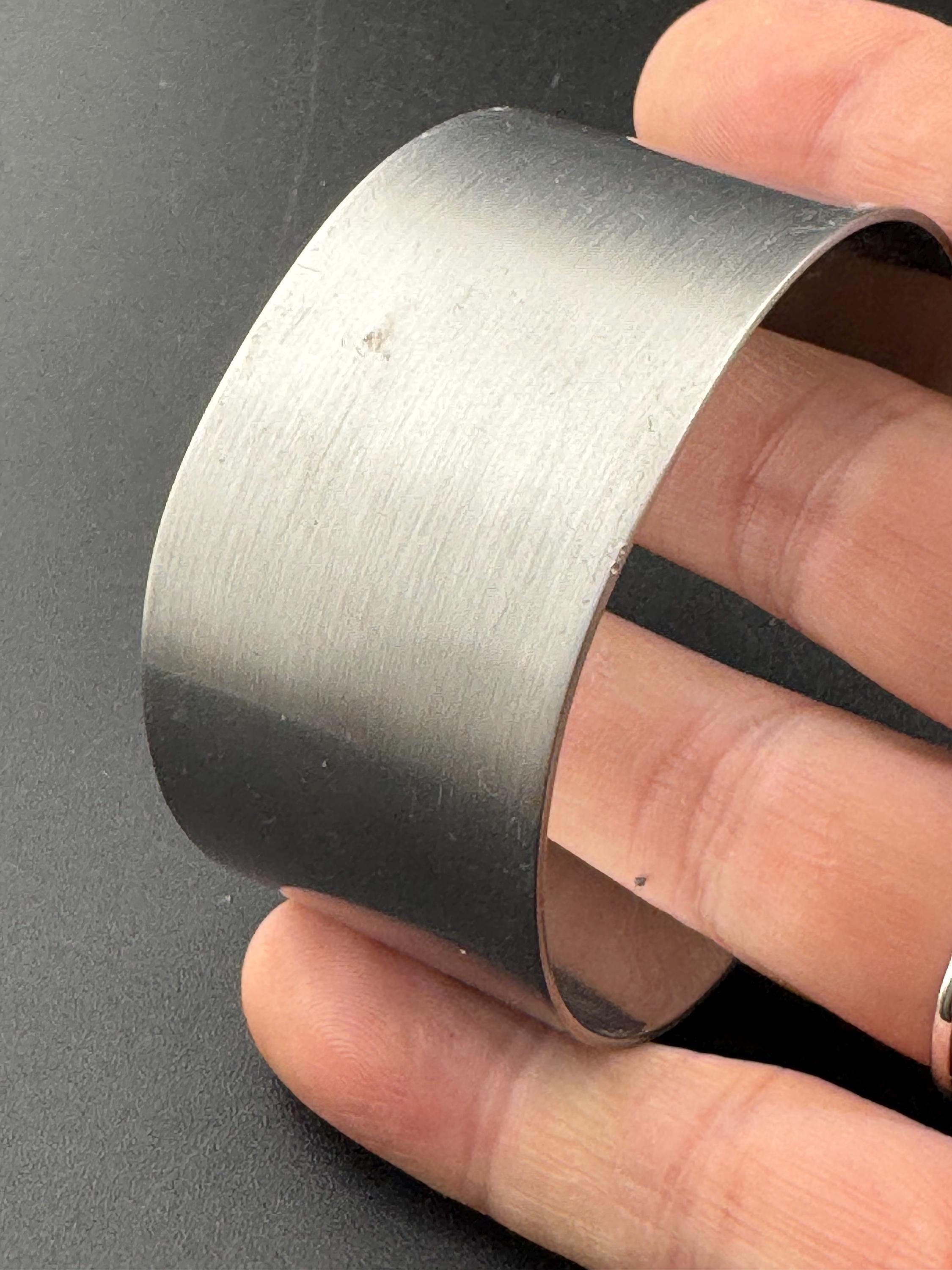 Wide stainless steel modernist bangle, 1970s modernist