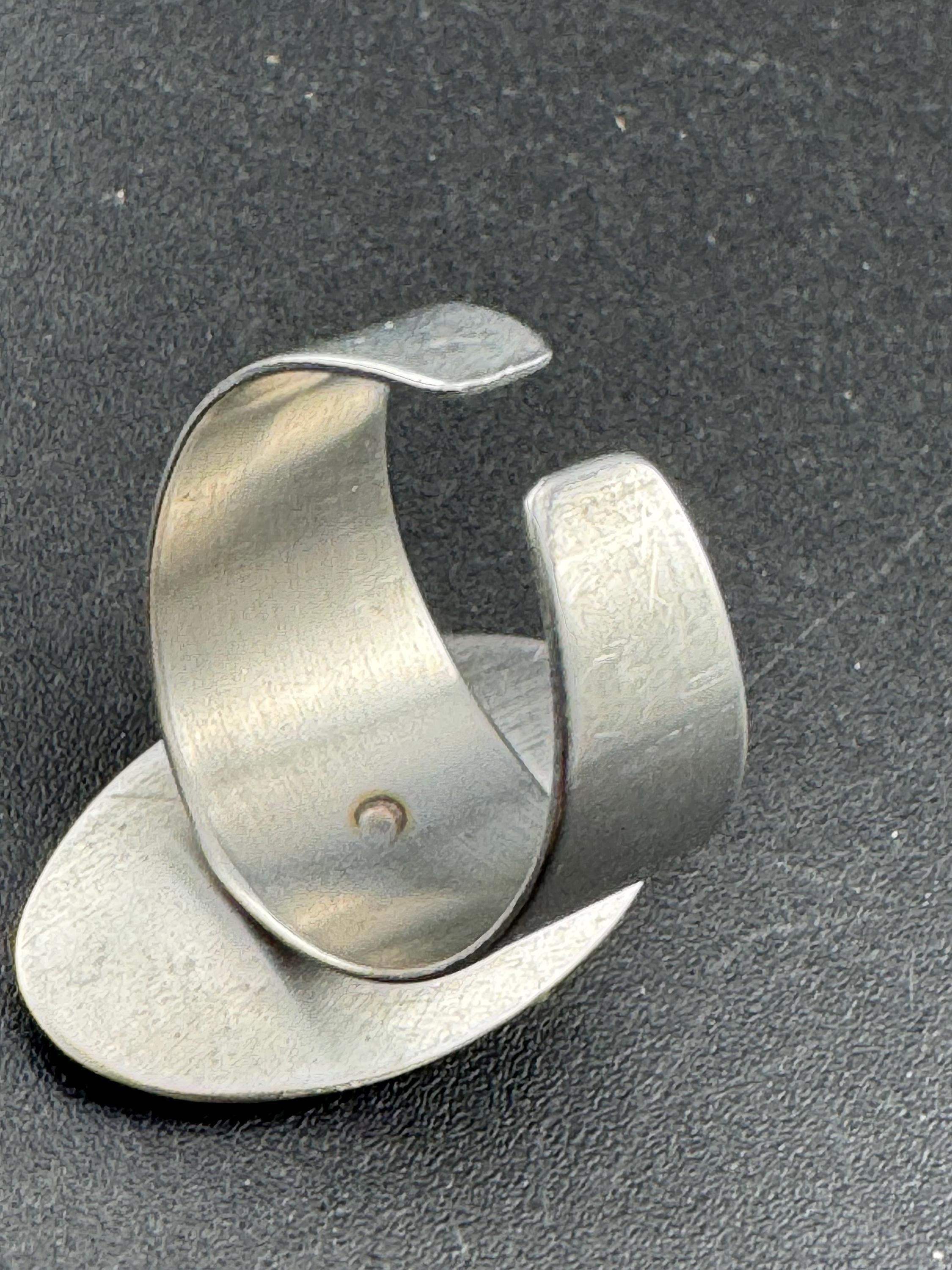 1970s stainless steel adjustable ring, set with abalone shell, vintage