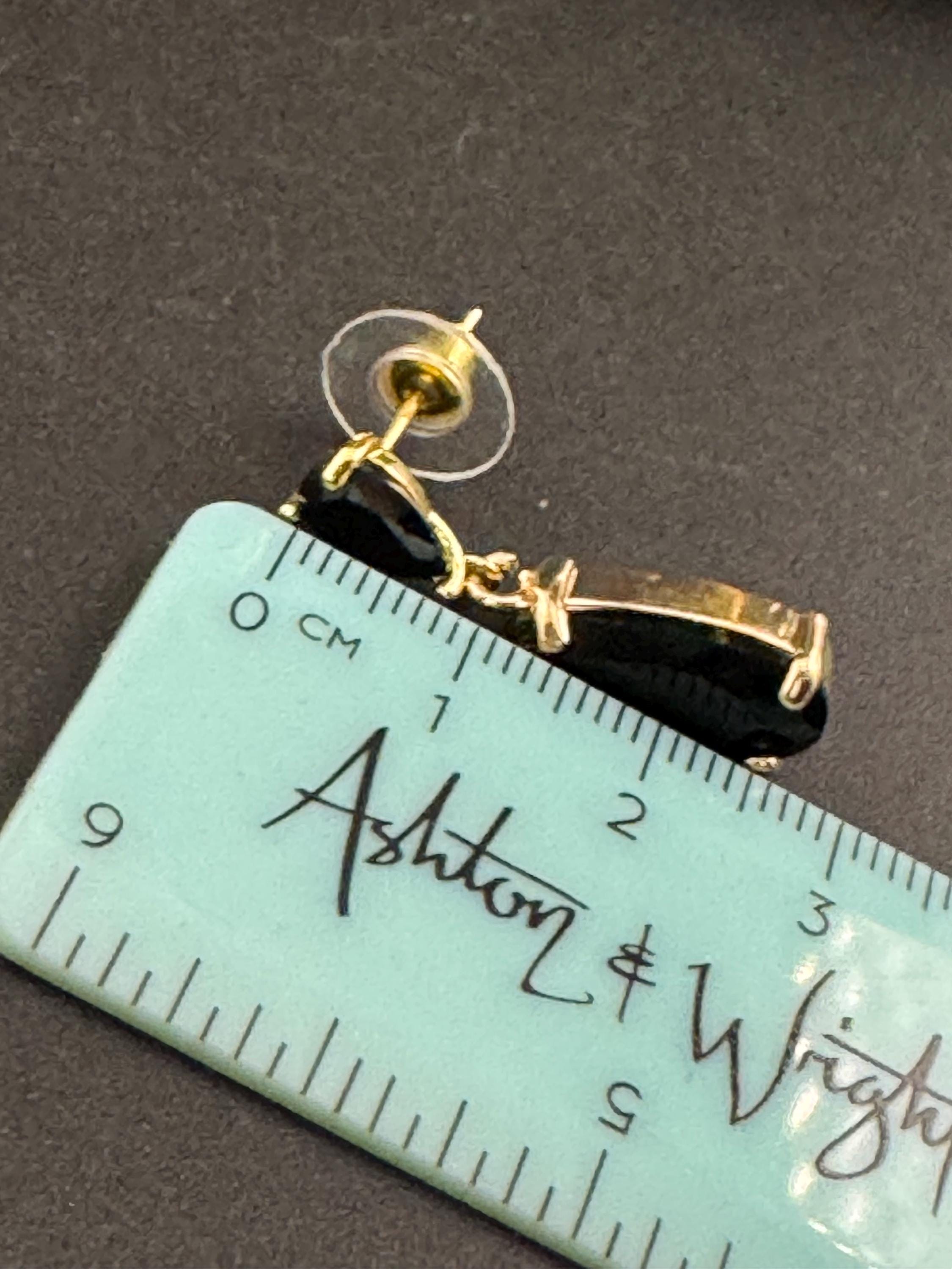 18k GP black crystal diamanté drop earrings