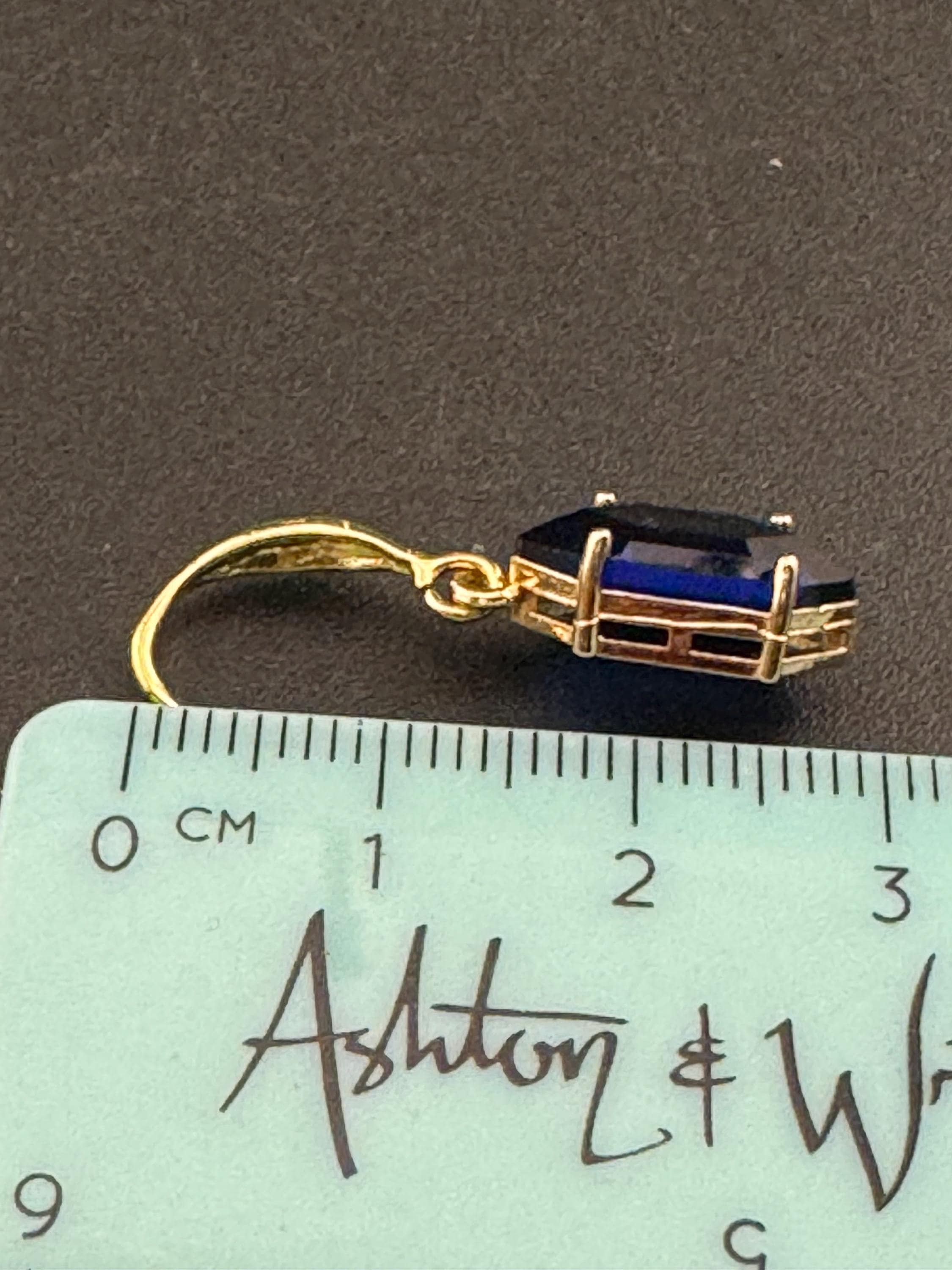 18k GP sapphire blue crystal diamanté drop earrings, hexagon