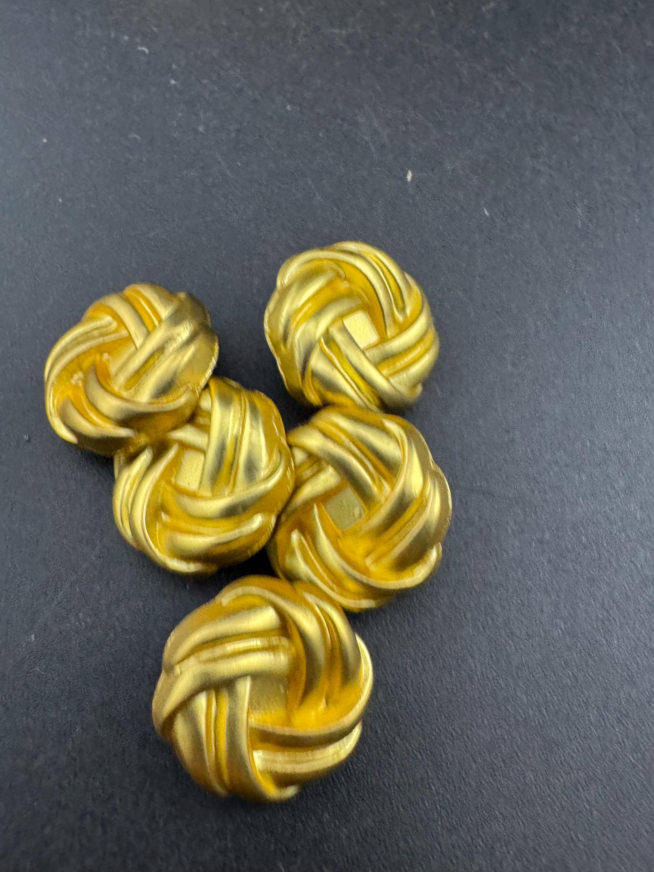 18mm Matt gold knot buttons ( set of 5), metal shank